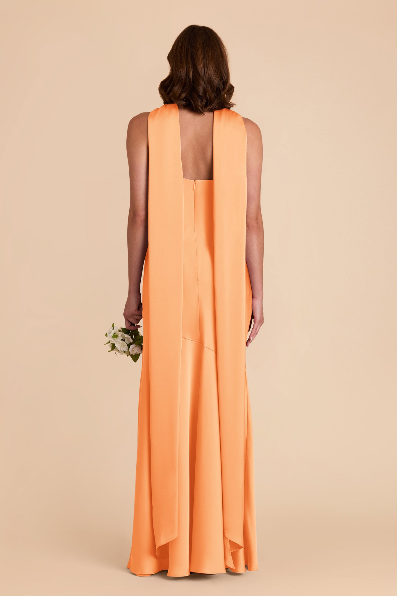 Apricot Eileen Matte Satin Dress by Birdy Grey