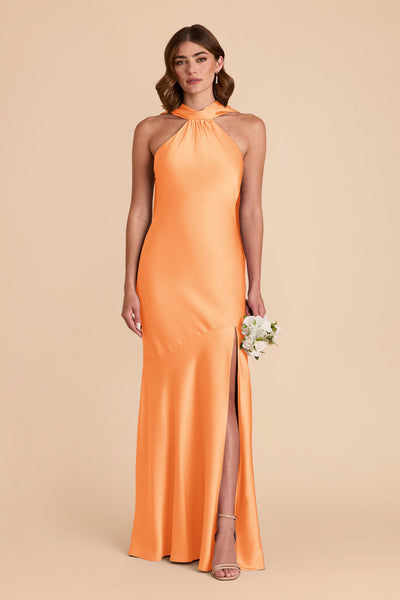 Apricot Eileen Matte Satin Dress by Birdy Grey