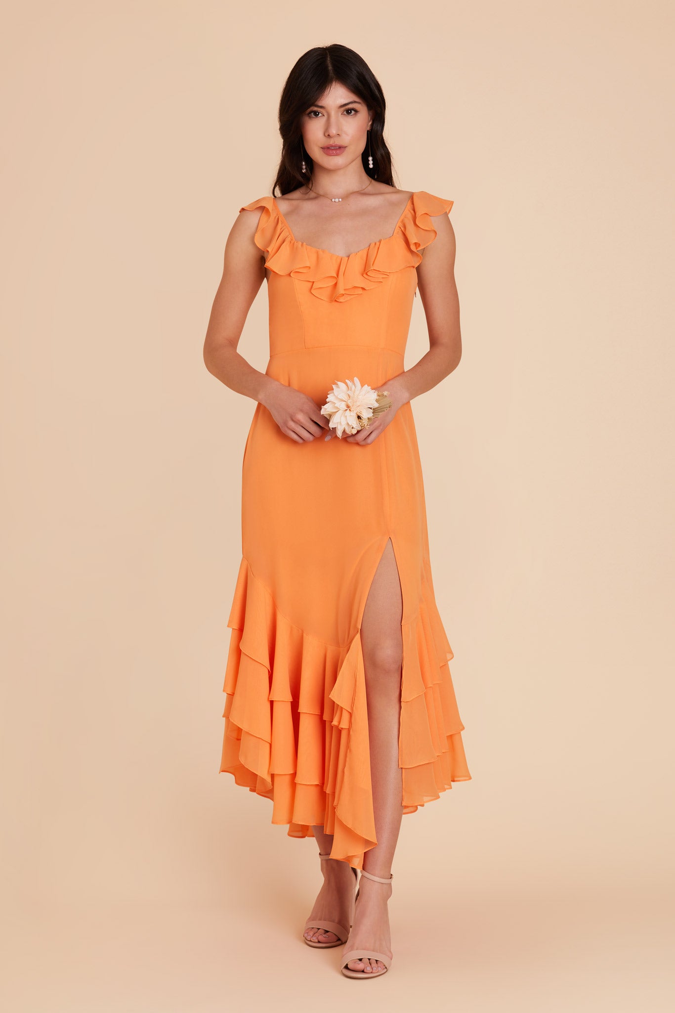 Apricot Ginny Chiffon Dress by Birdy Grey