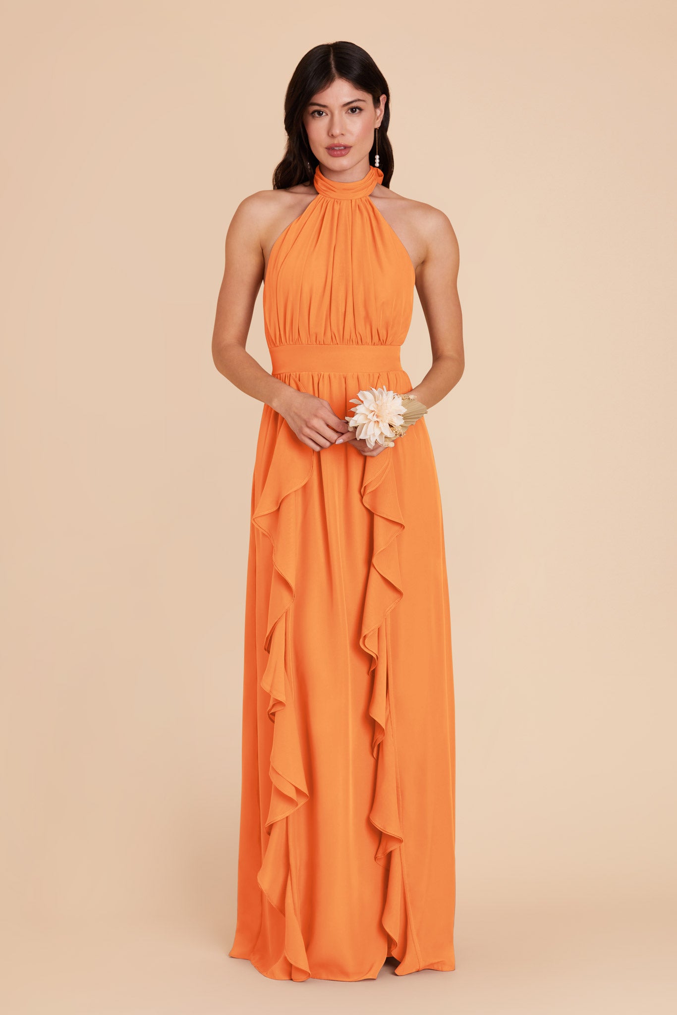 Apricot Joyce Chiffon Dress by Birdy Grey