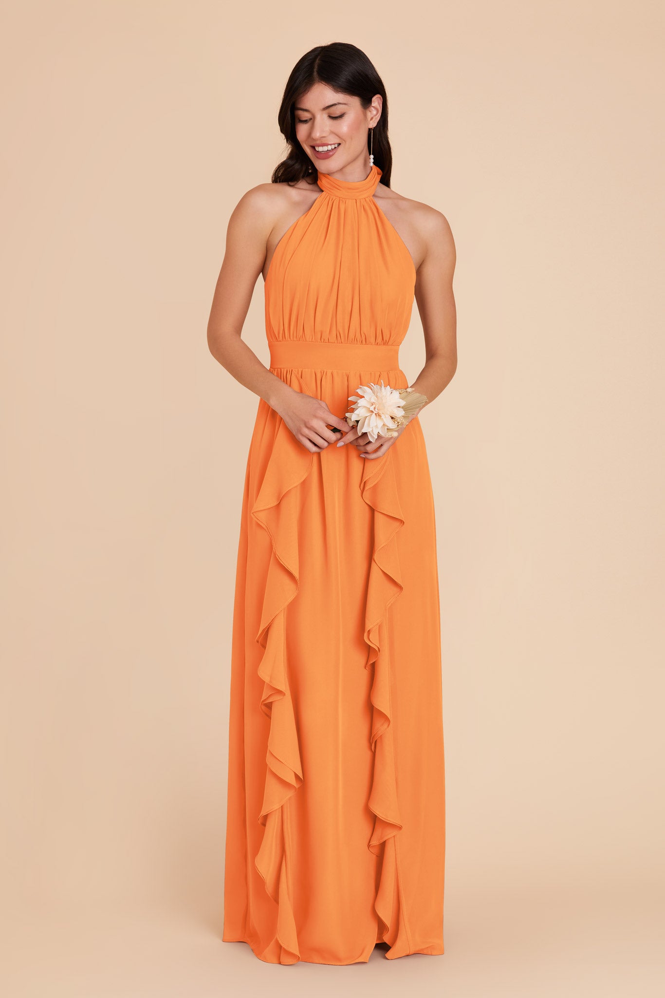 Apricot Joyce Chiffon Dress by Birdy Grey