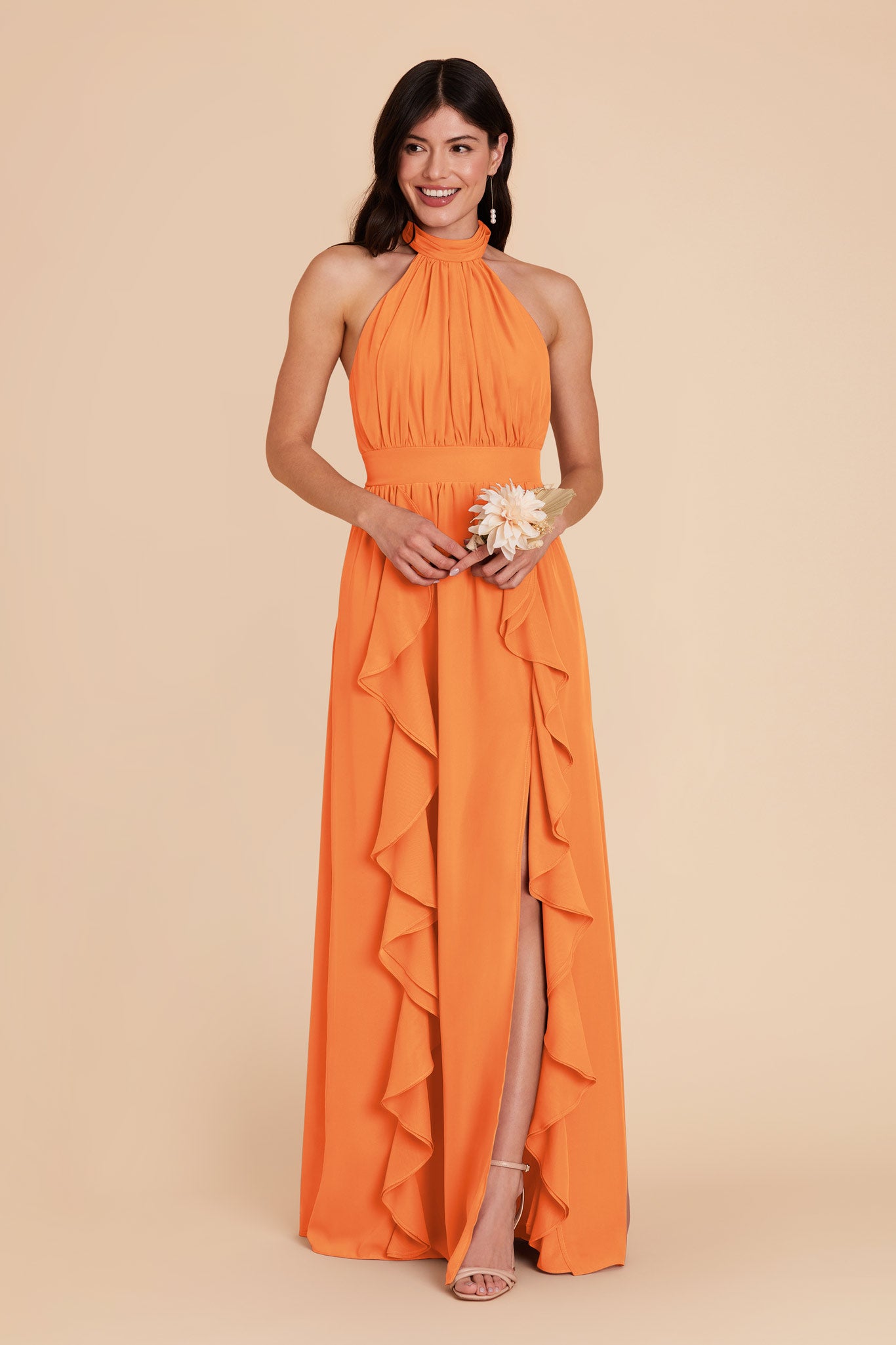 Apricot Joyce Chiffon Dress by Birdy Grey