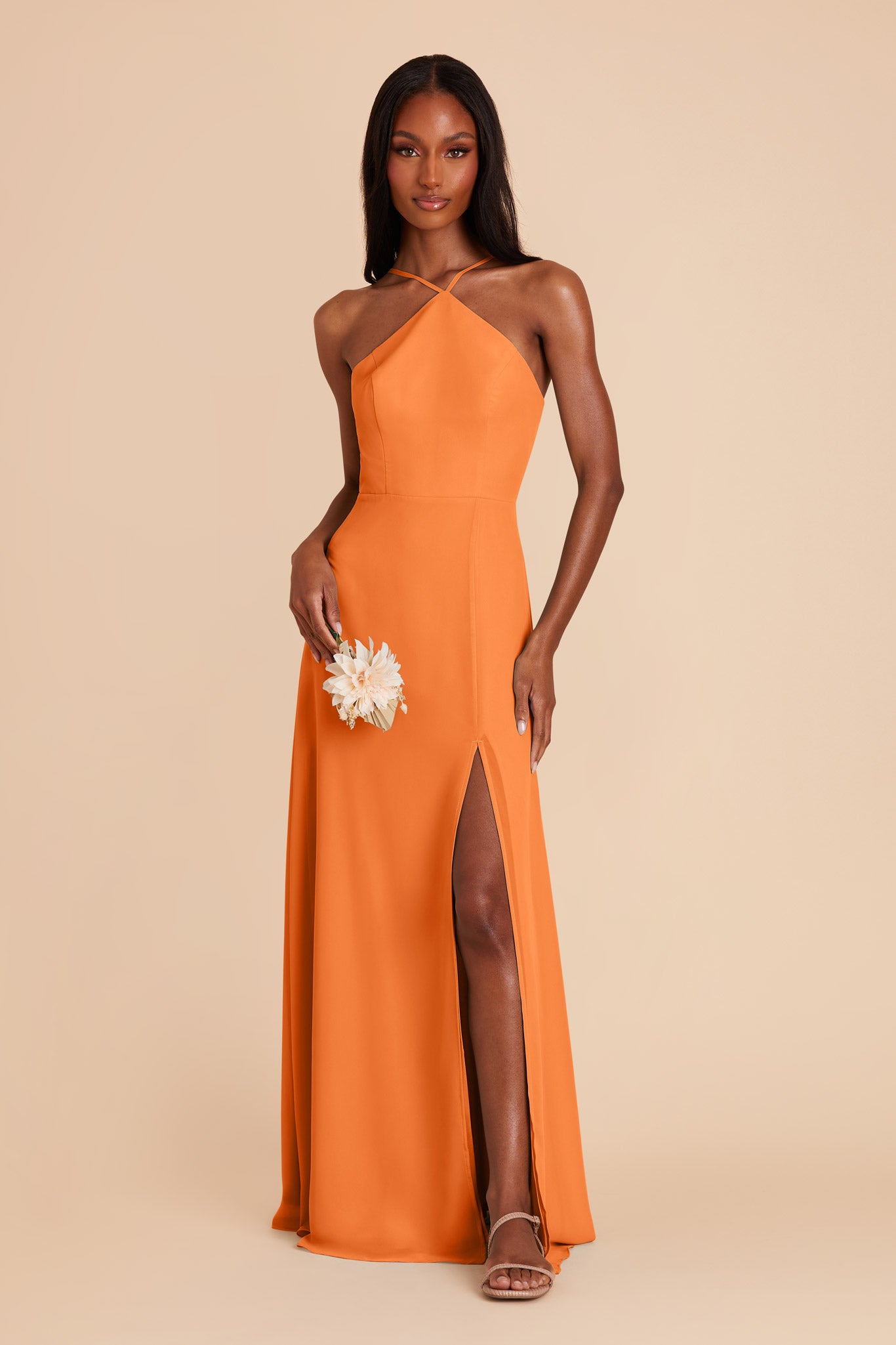 Apricot Juliet Chiffon Dress by Birdy Grey