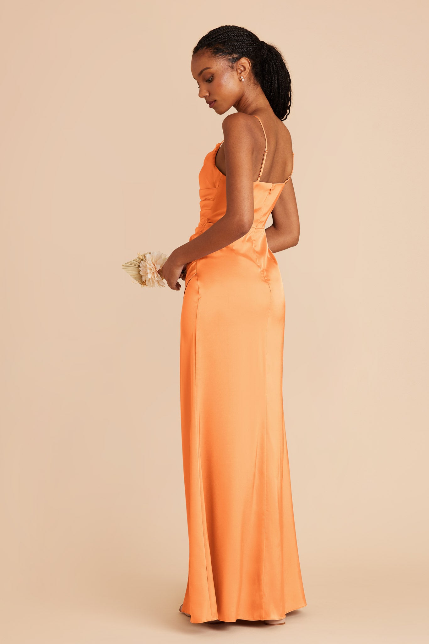 Apricot Lydia Matte Satin Dress by Birdy Grey