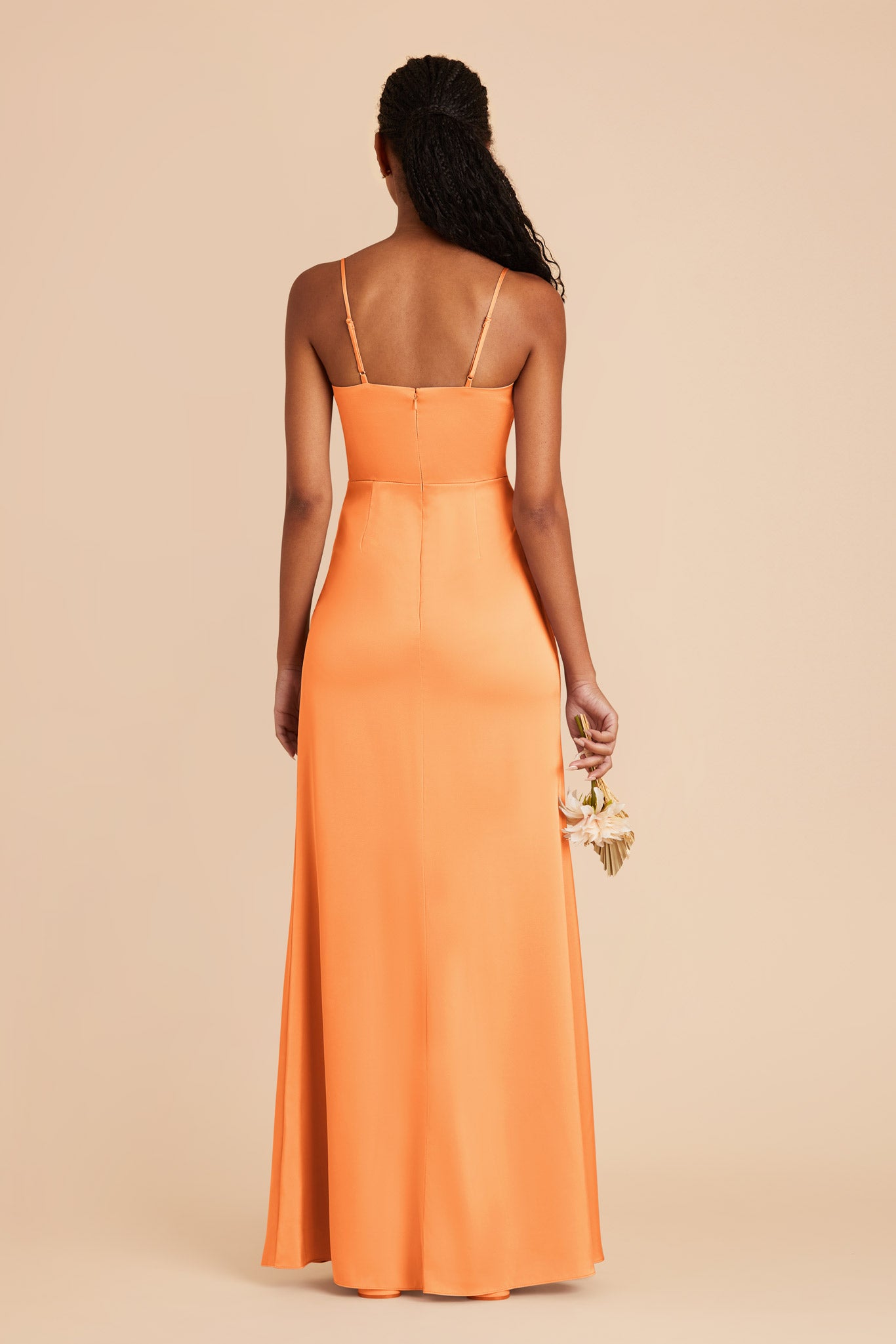 Apricot Lydia Matte Satin Dress by Birdy Grey