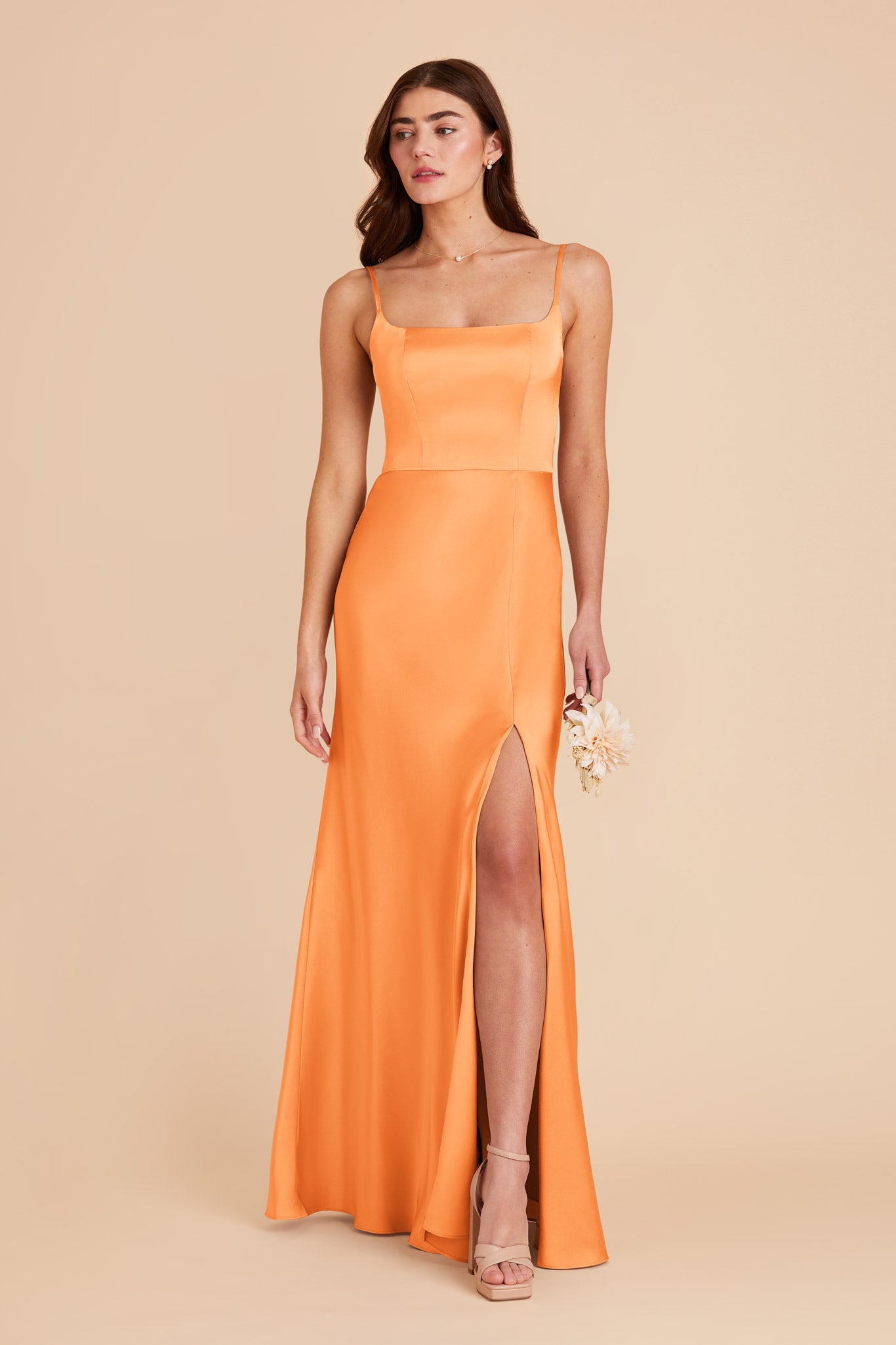 Apricot Mai Matte Satin Dress by Birdy Grey