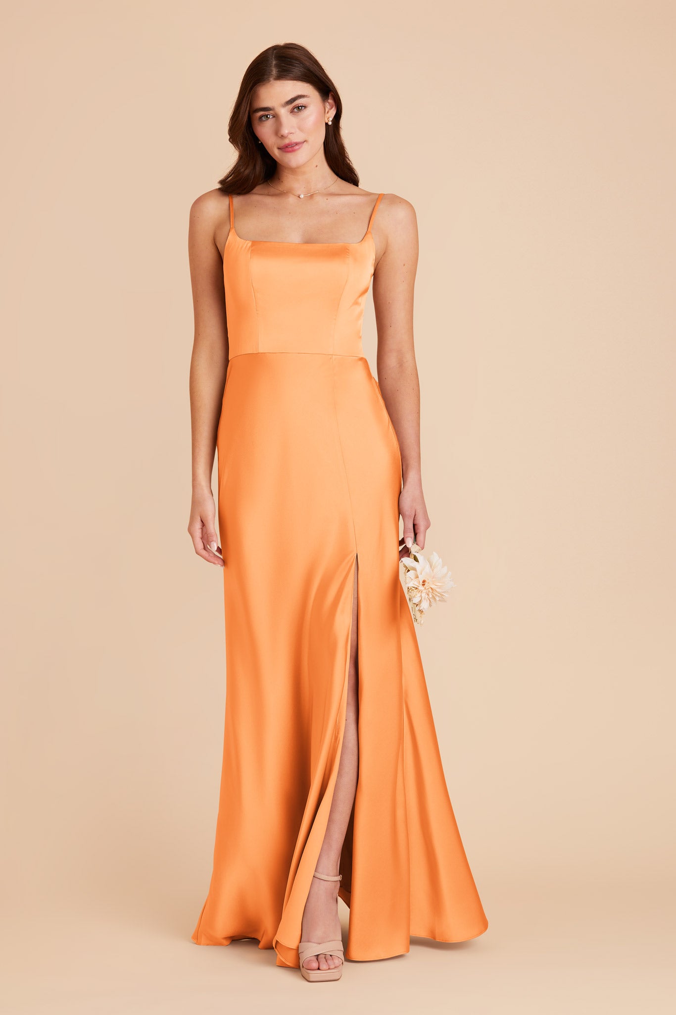 Apricot Mai Matte Satin Dress by Birdy Grey