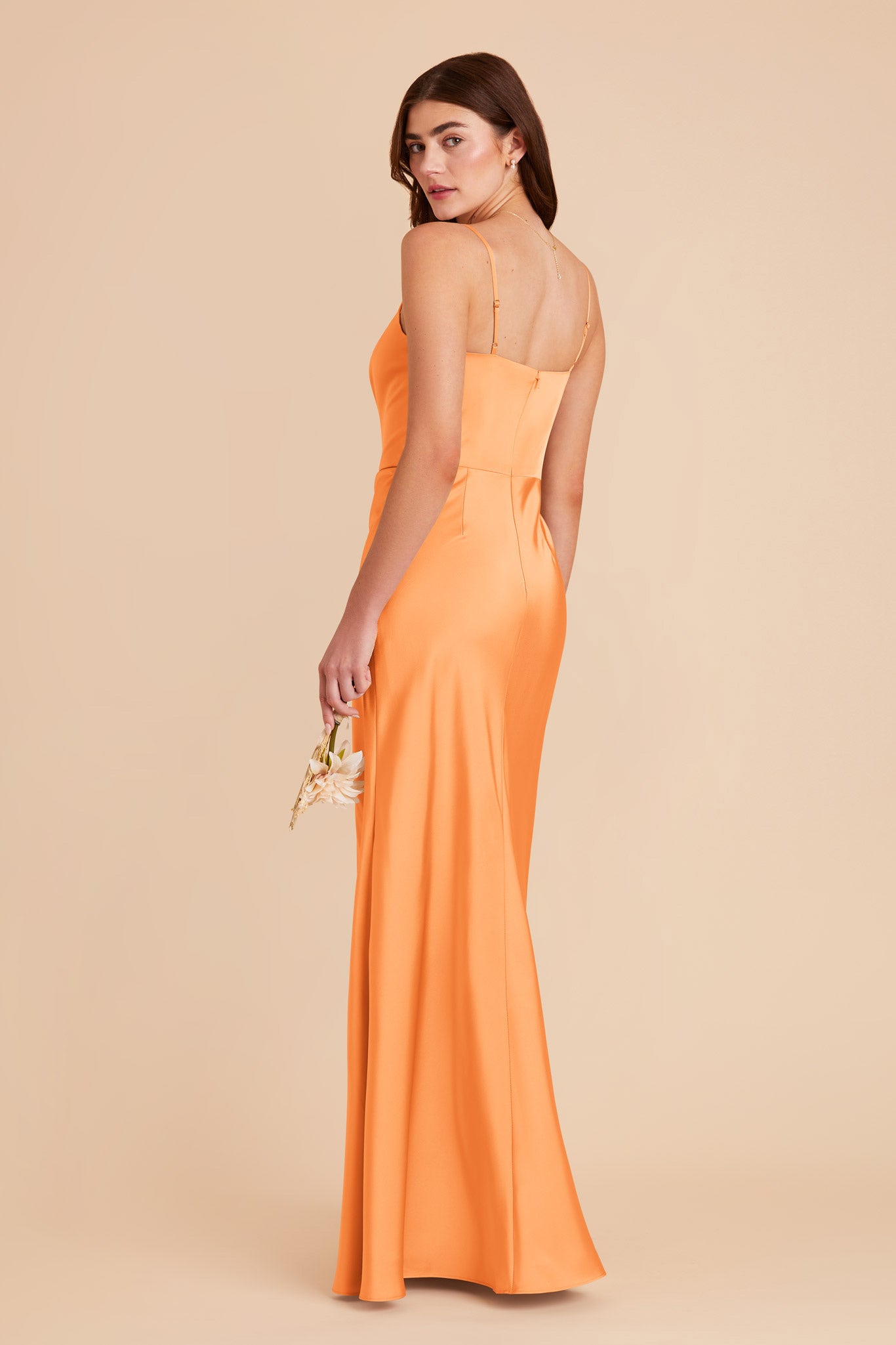 Apricot Mai Matte Satin Dress by Birdy Grey