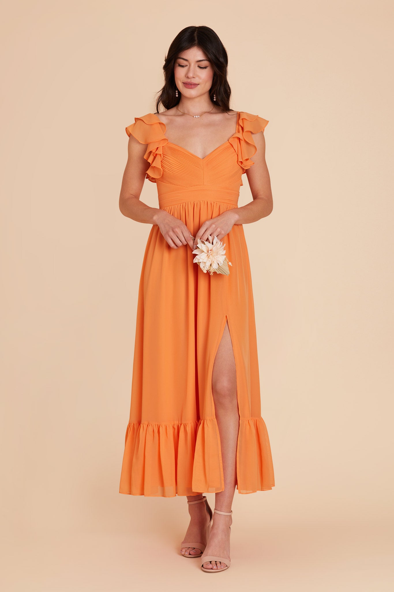 Apricot Michelle Chiffon Dress by Birdy Grey