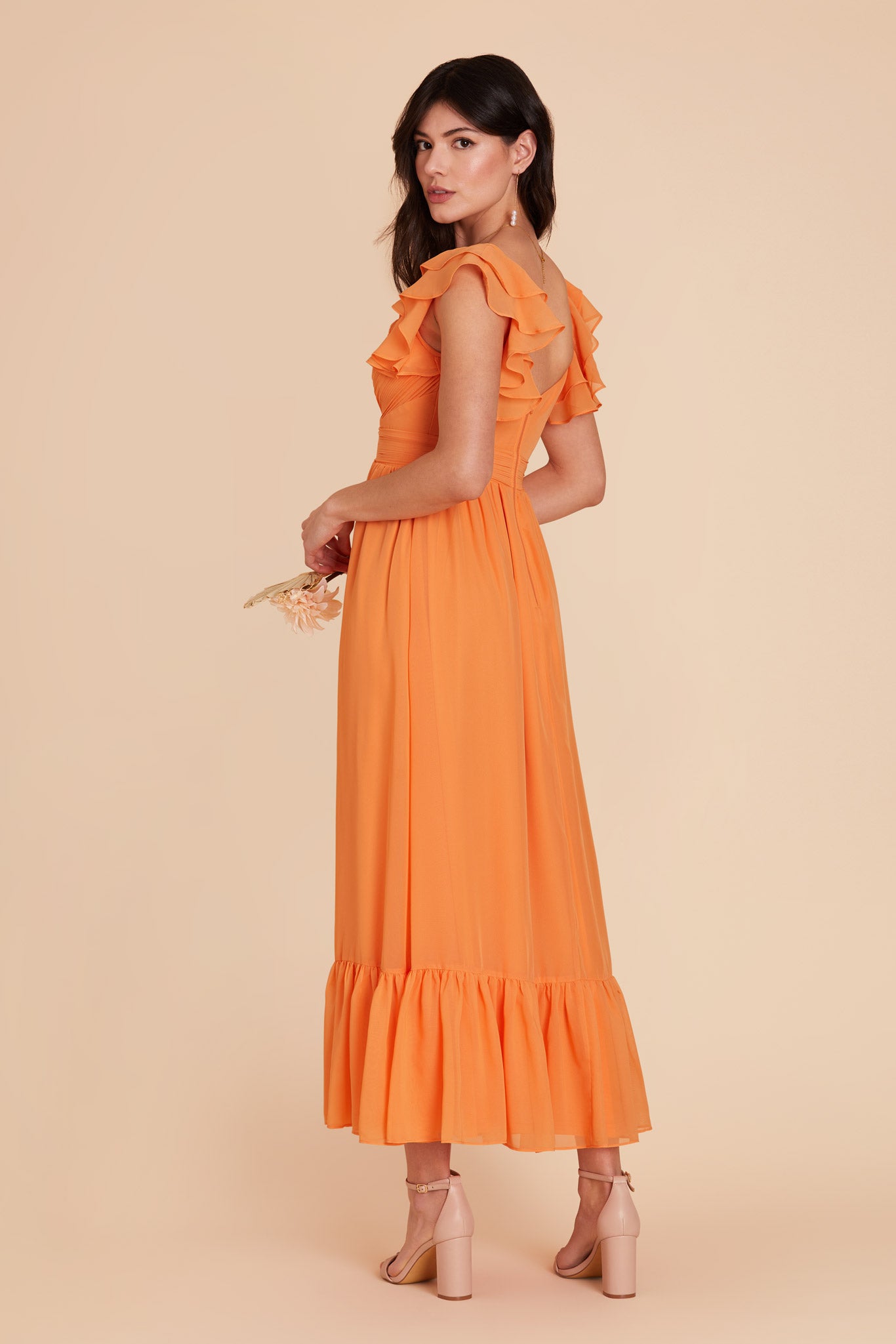 Apricot Michelle Chiffon Dress by Birdy Grey