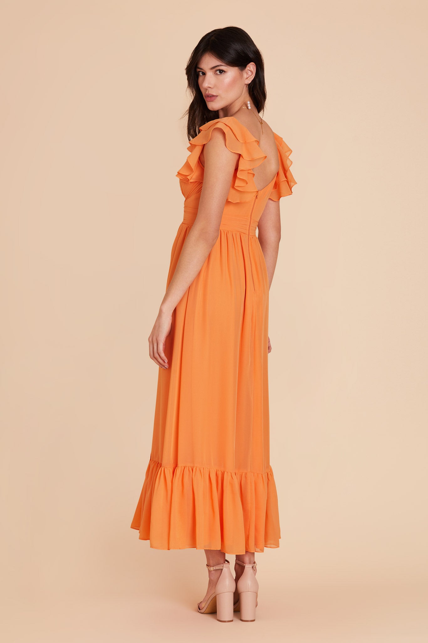 Apricot Michelle Chiffon Dress by Birdy Grey