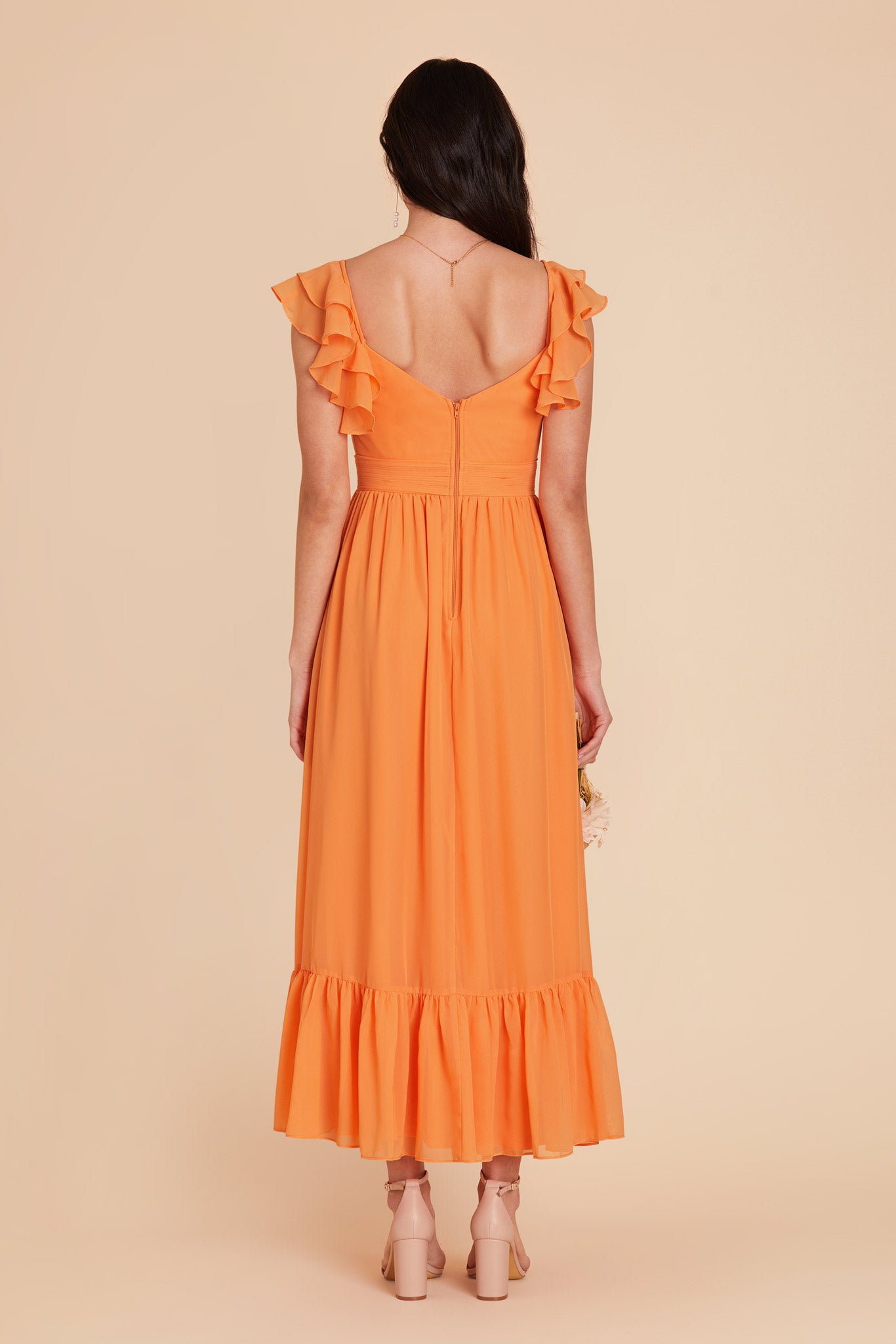 Apricot Michelle Chiffon Dress by Birdy Grey