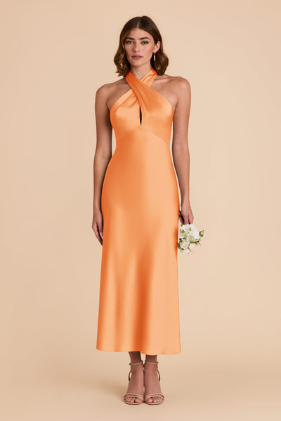 Apricot Monique Matte Satin Dress by Birdy Grey