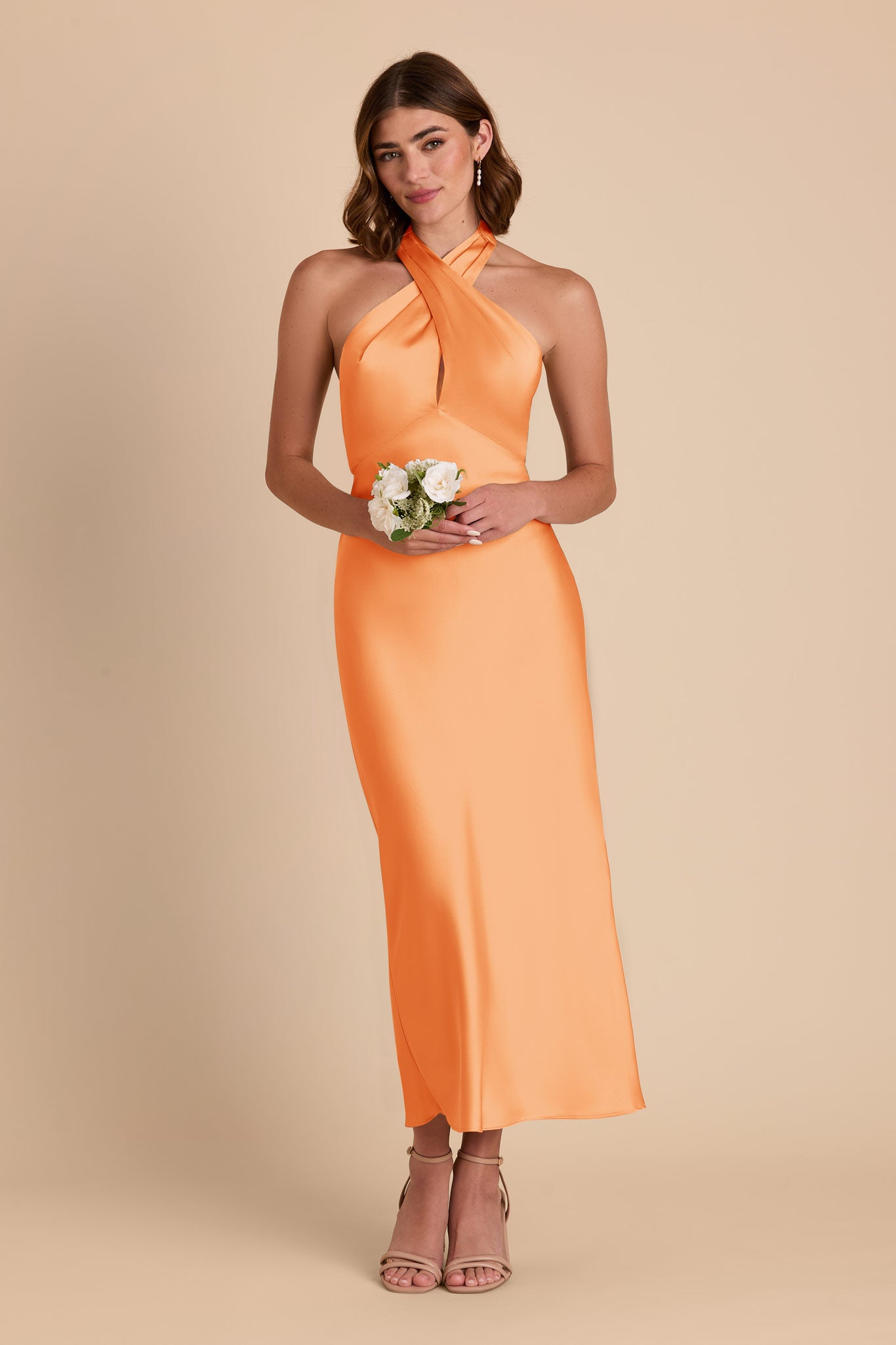 Apricot Monique Matte Satin Dress by Birdy Grey