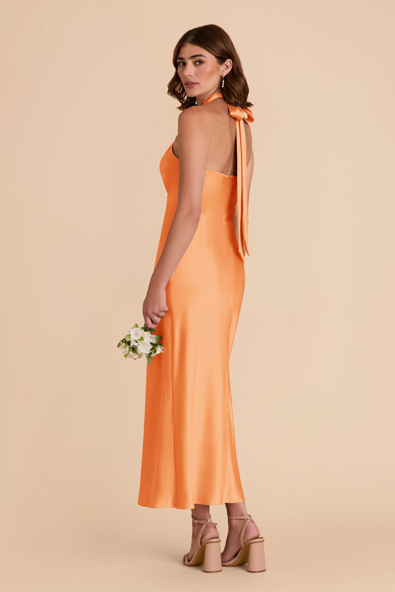 Apricot Monique Matte Satin Dress by Birdy Grey