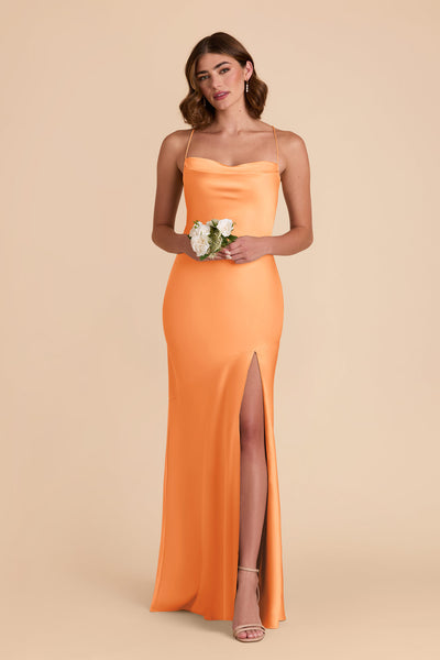 Apricot Olivia Matte Satin Dress by Birdy Grey