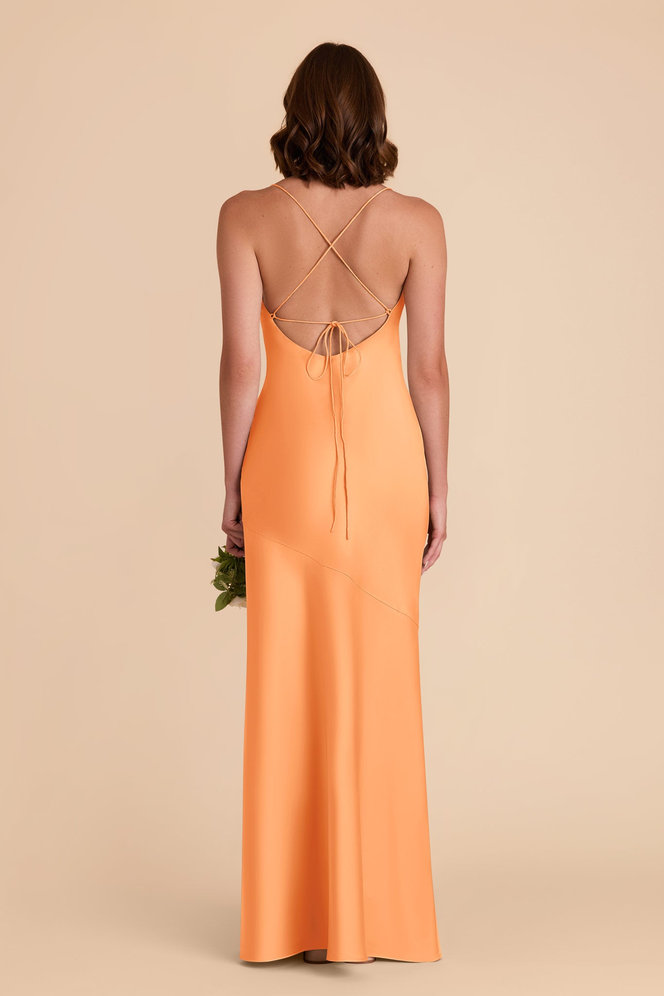 Apricot Olivia Matte Satin Dress by Birdy Grey