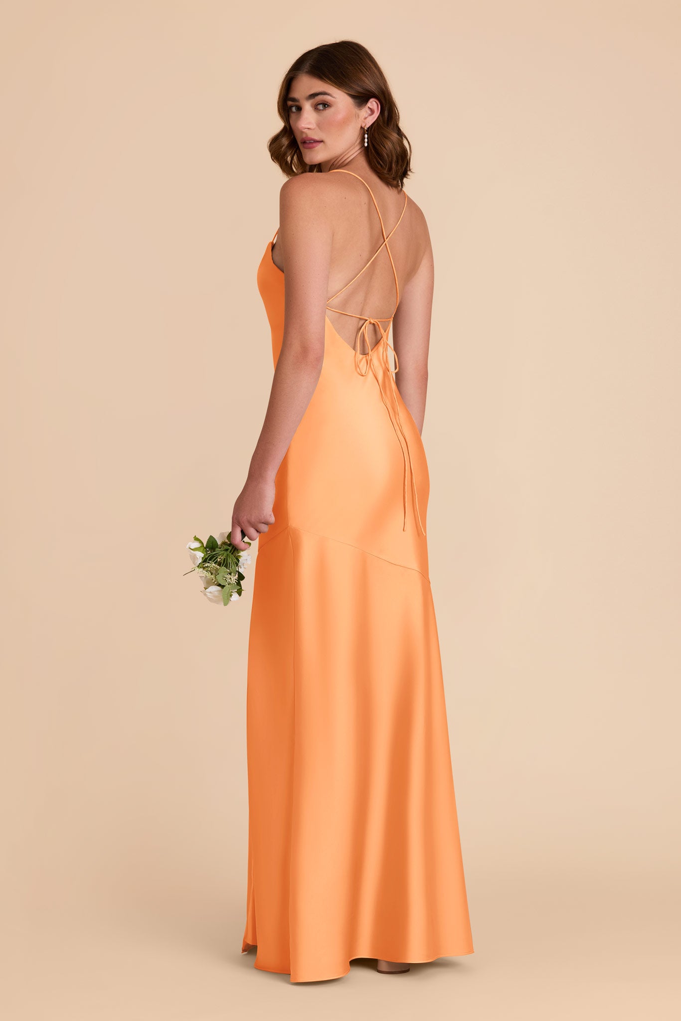 Apricot Olivia Matte Satin Dress by Birdy Grey