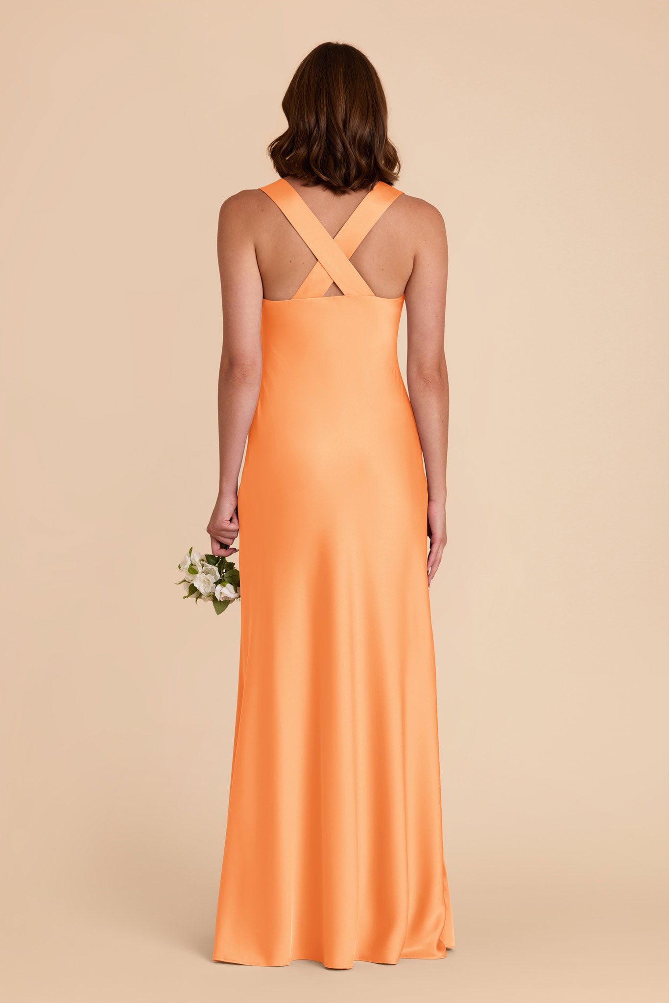 Apricot Veronica Matte Satin Dress by Birdy Grey