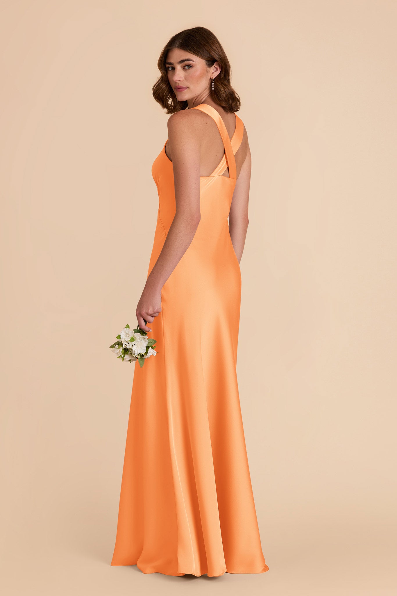 Apricot Veronica Matte Satin Dress by Birdy Grey