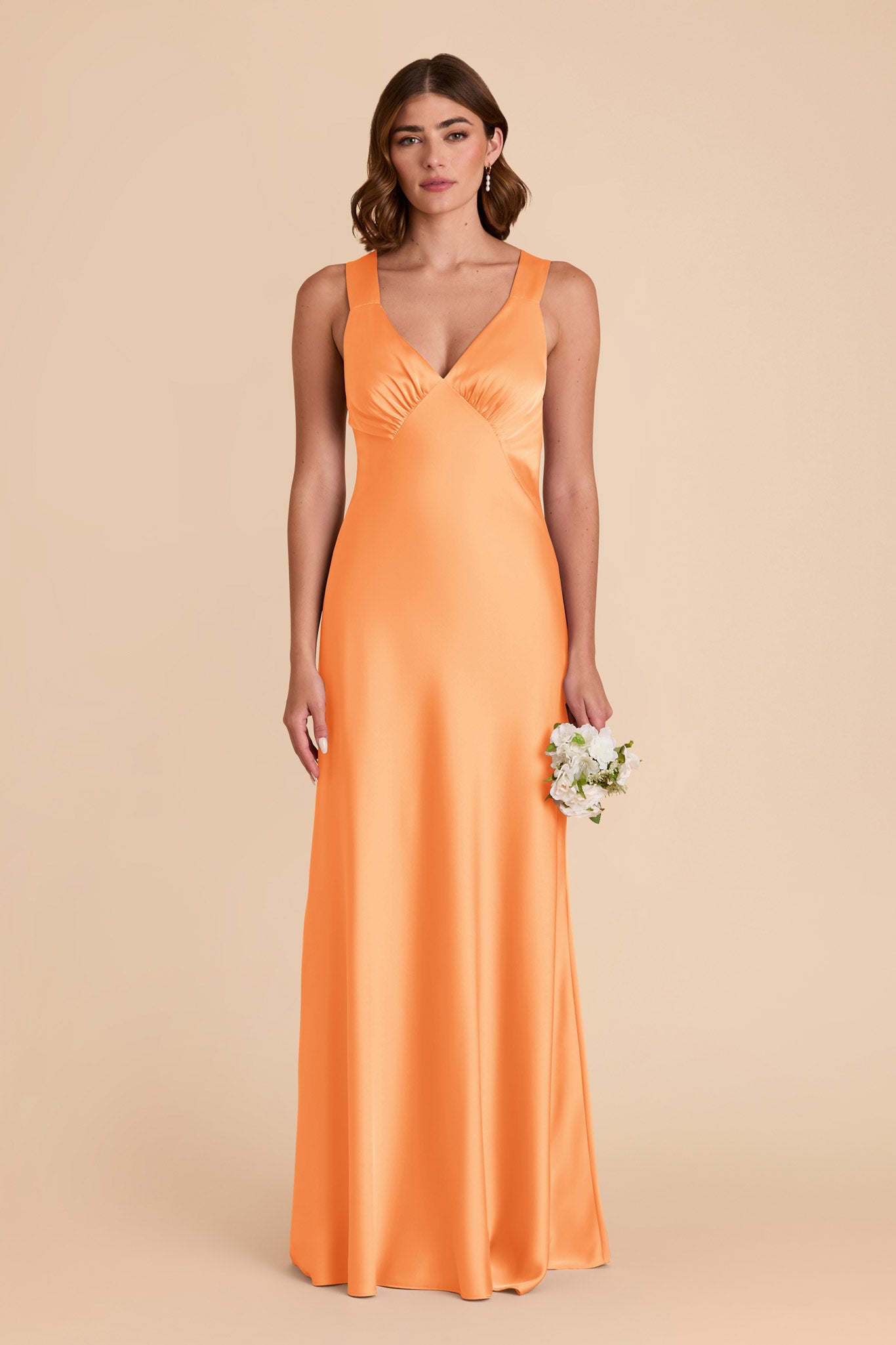 Apricot Veronica Matte Satin Dress by Birdy Grey