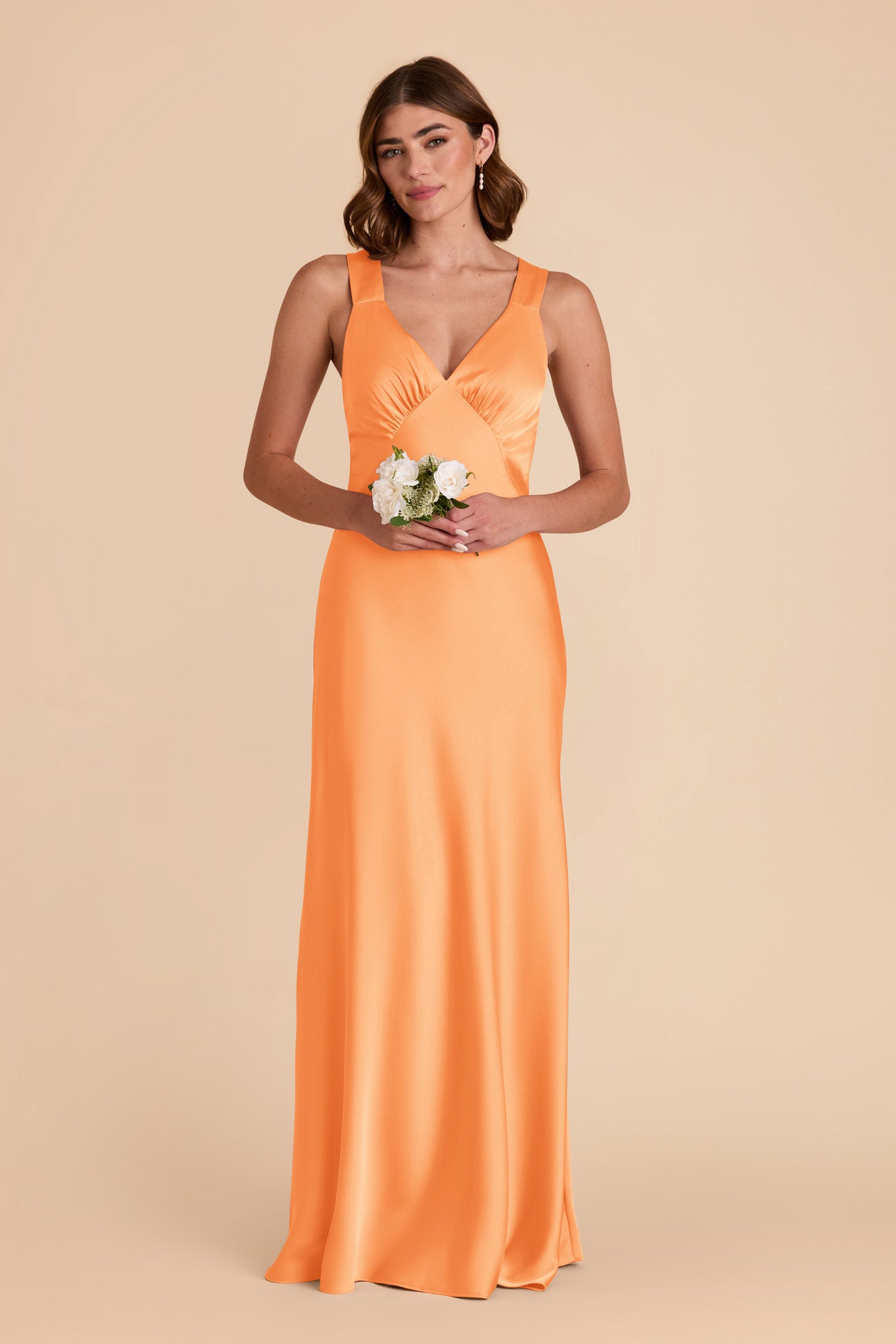 Apricot Veronica Matte Satin Dress by Birdy Grey