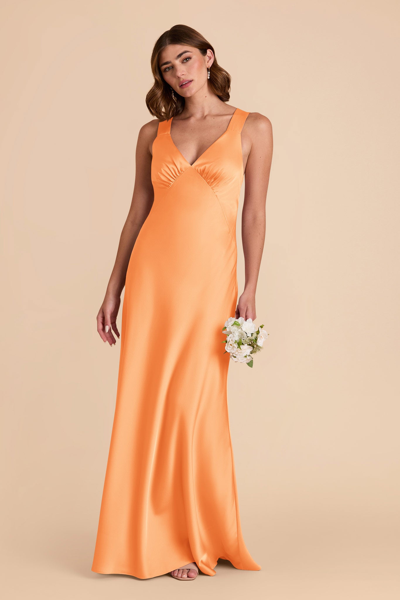 Apricot Veronica Matte Satin Dress by Birdy Grey