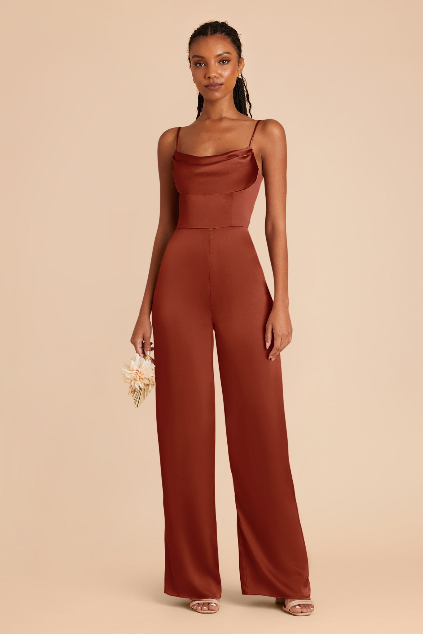 Auburn Donna Matte Satin Jumpsuit by Birdy Grey