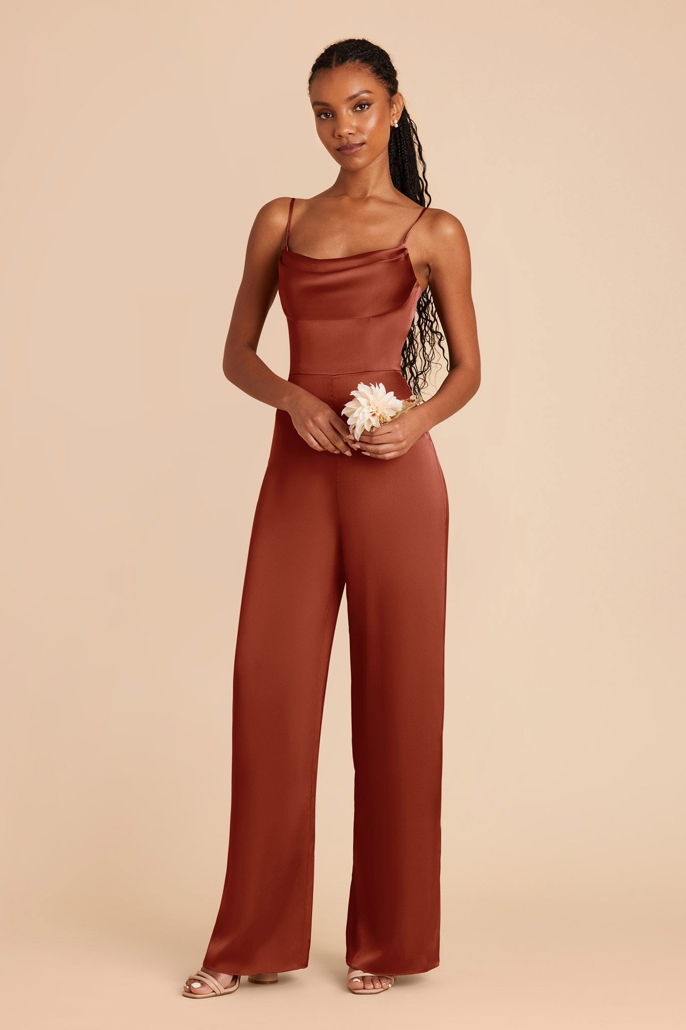 Auburn Donna Matte Satin Jumpsuit by Birdy Grey