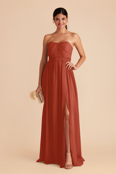 Auburn Grace Chiffon Slit Dress by Birdy Grey