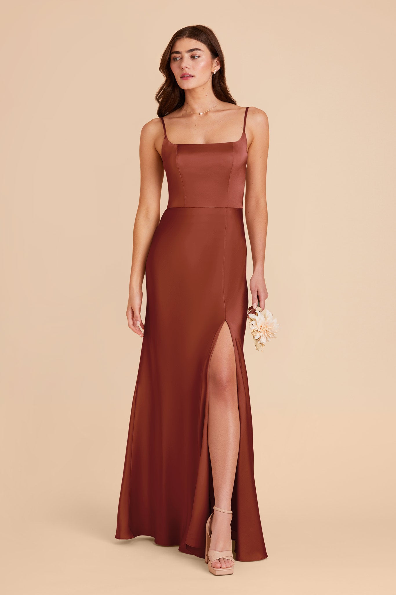 Auburn Mai Matte Satin Dress by Birdy Grey