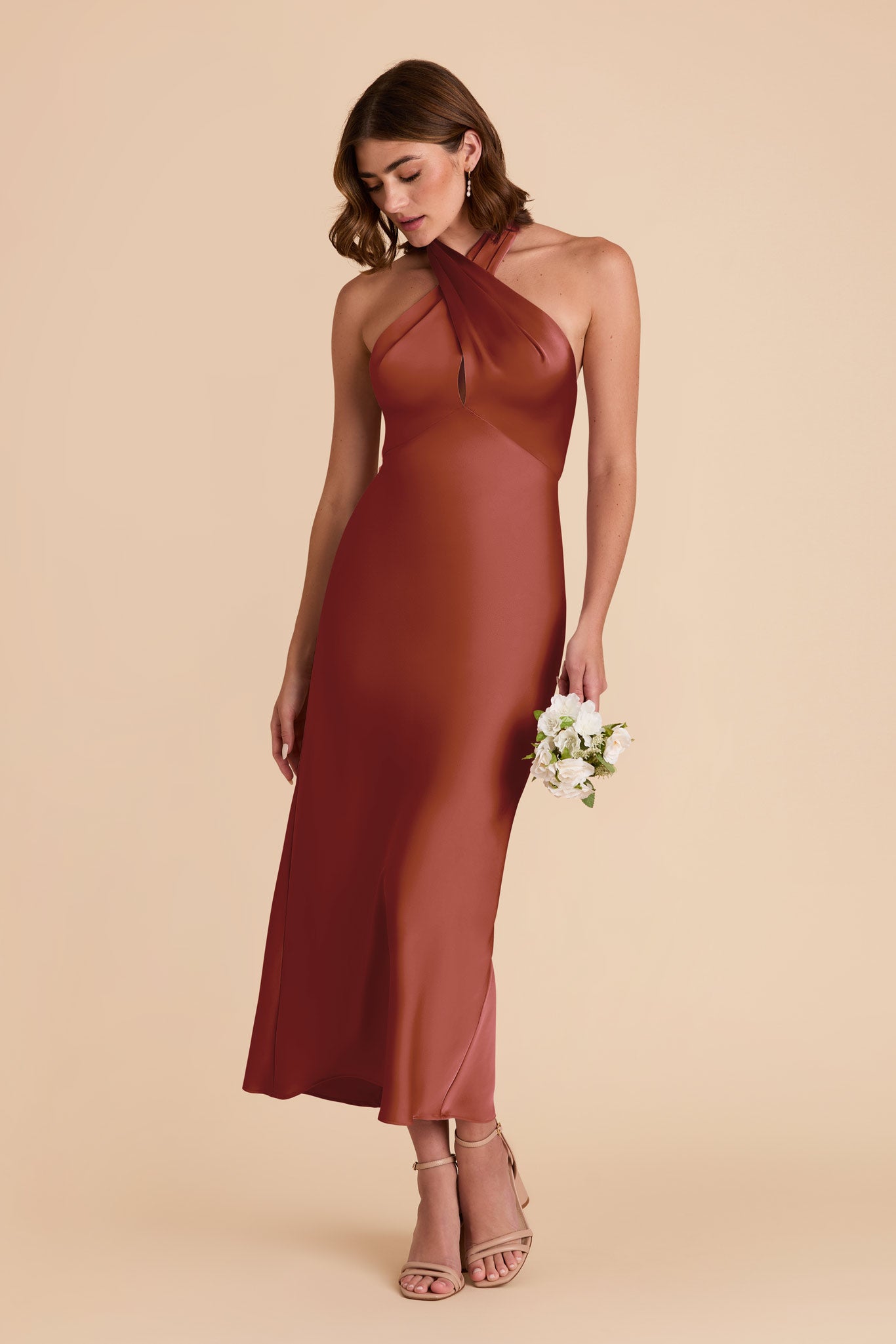 Auburn Monique Matte Satin Dress by Birdy Grey