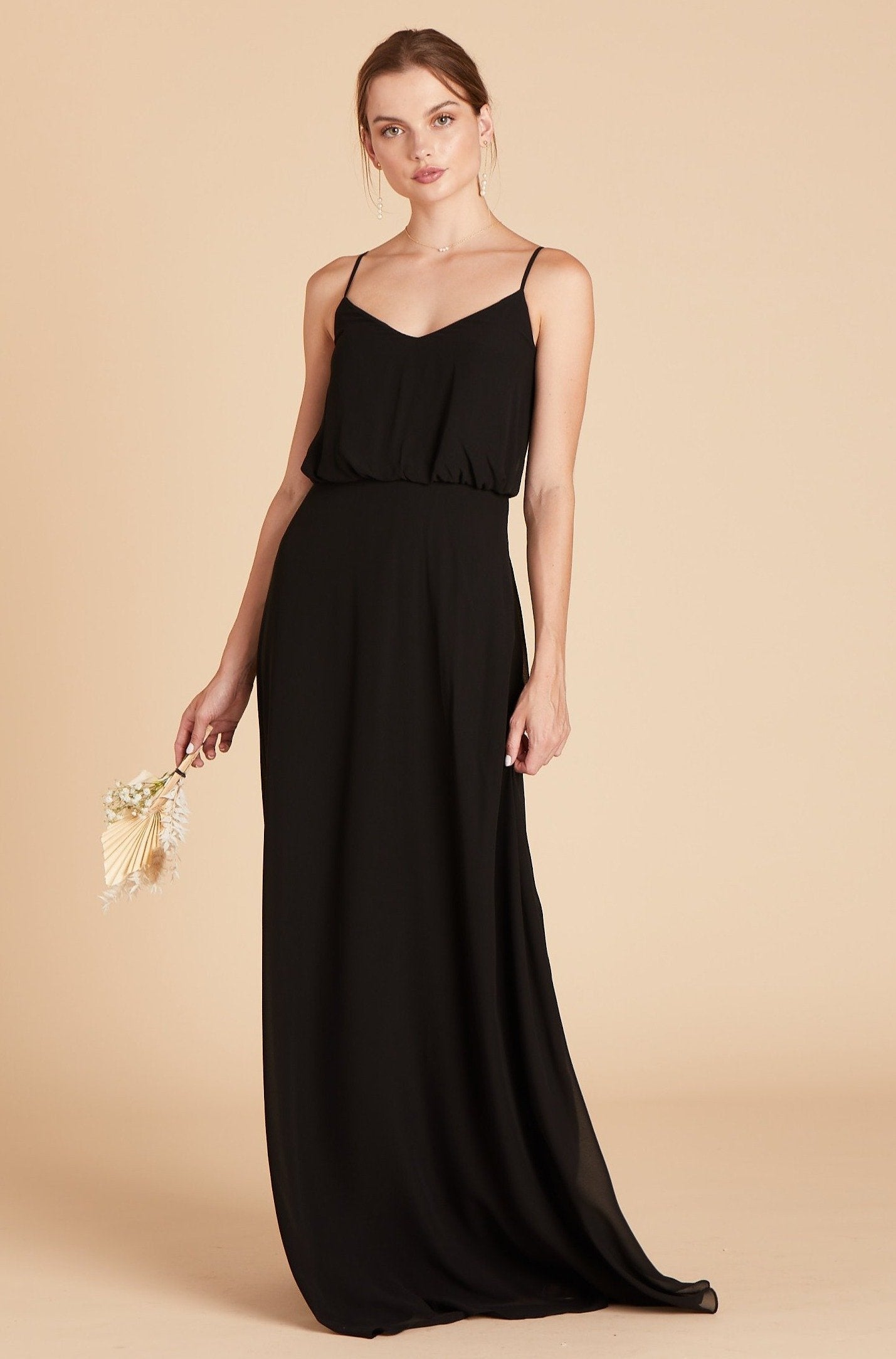 Gwennie bridesmaid dress in black chiffon by Birdy Grey, front view