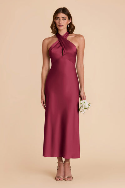 Berry Monique Matte Satin Dress by Birdy Grey