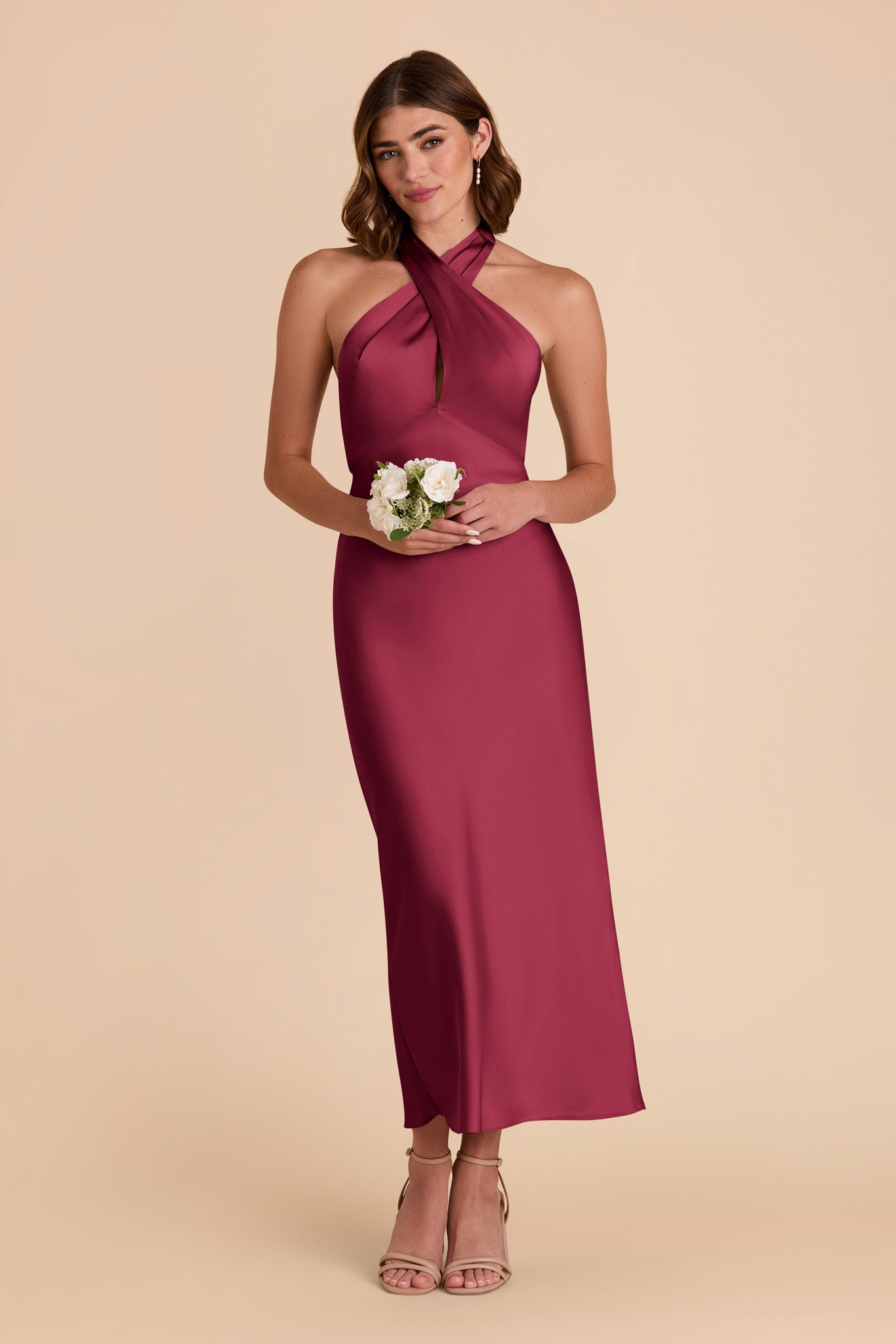 Berry Monique Matte Satin Dress by Birdy Grey