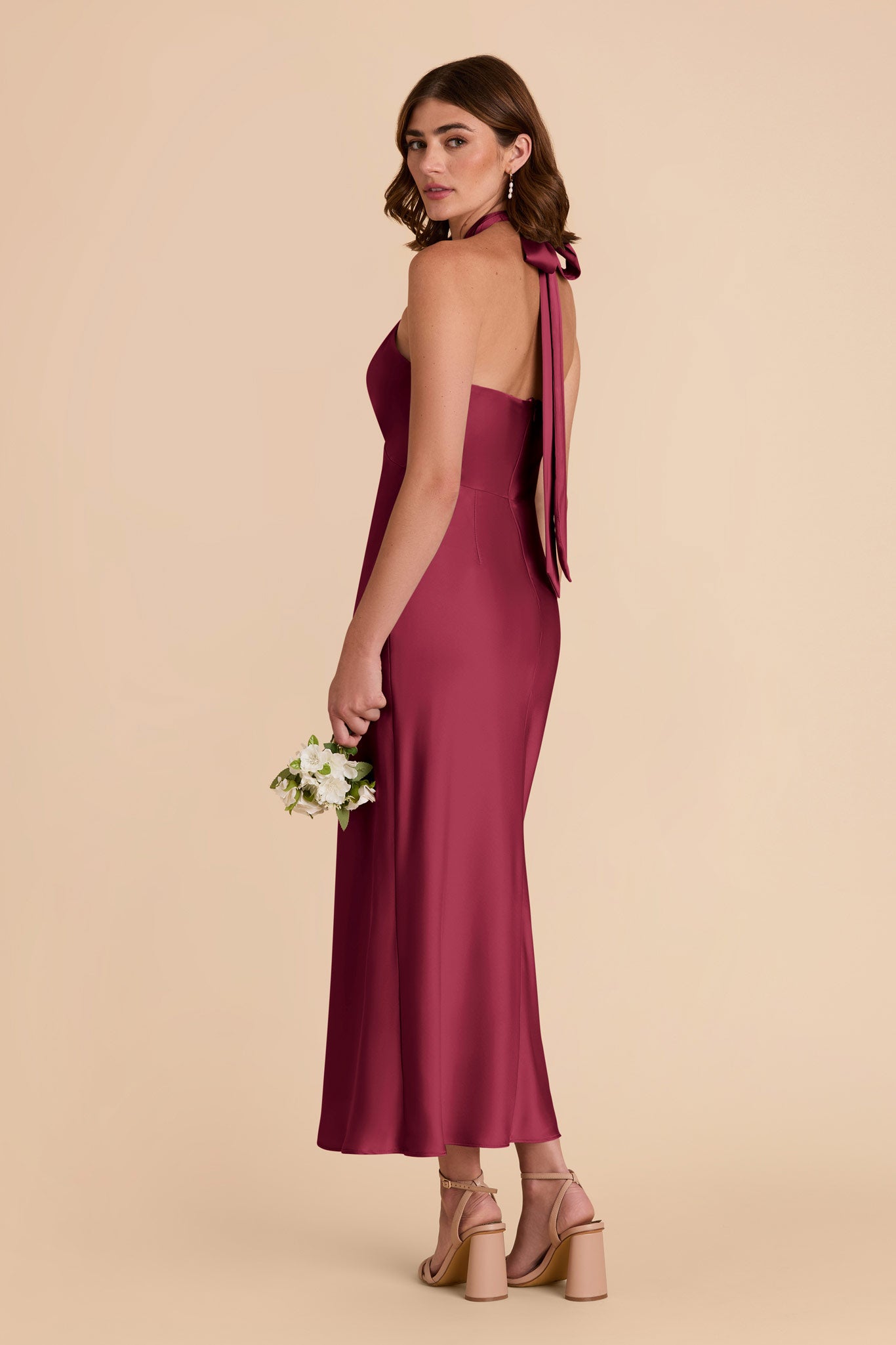 Berry Monique Matte Satin Dress by Birdy Grey