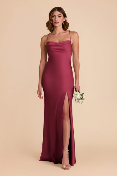 Berry Olivia Matte Satin Dress by Birdy Grey