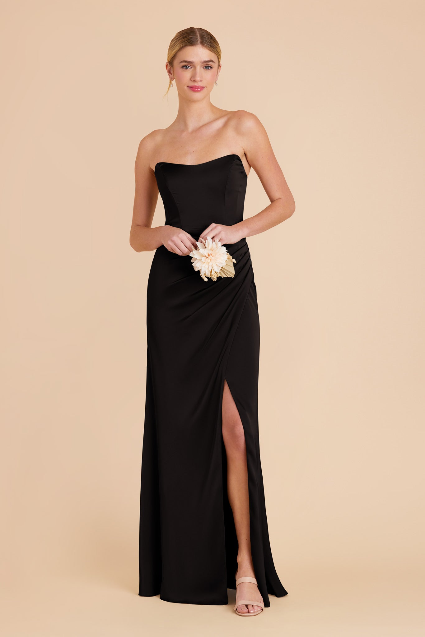 Black Anne Matte Satin Dress by Birdy Grey