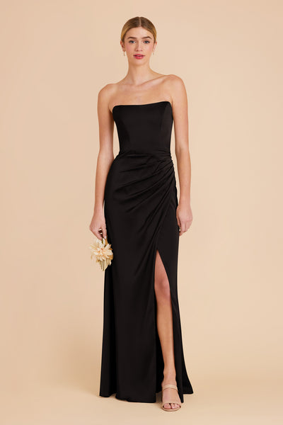 Black Anne Matte Satin Dress by Birdy Grey