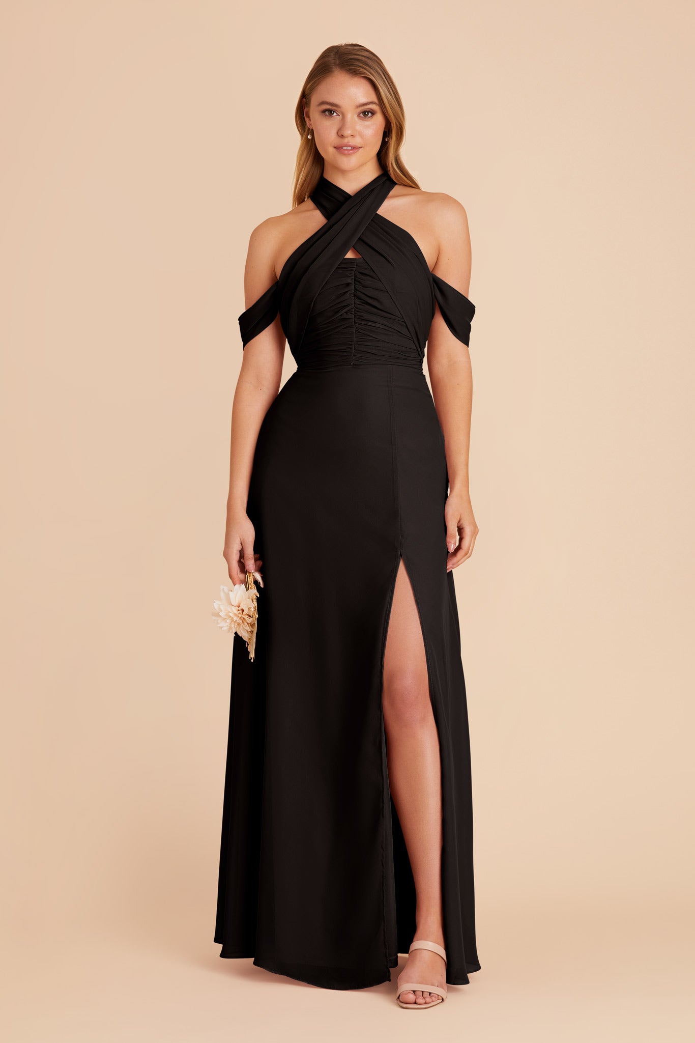 Black Cara Chiffon Dress by Birdy Grey