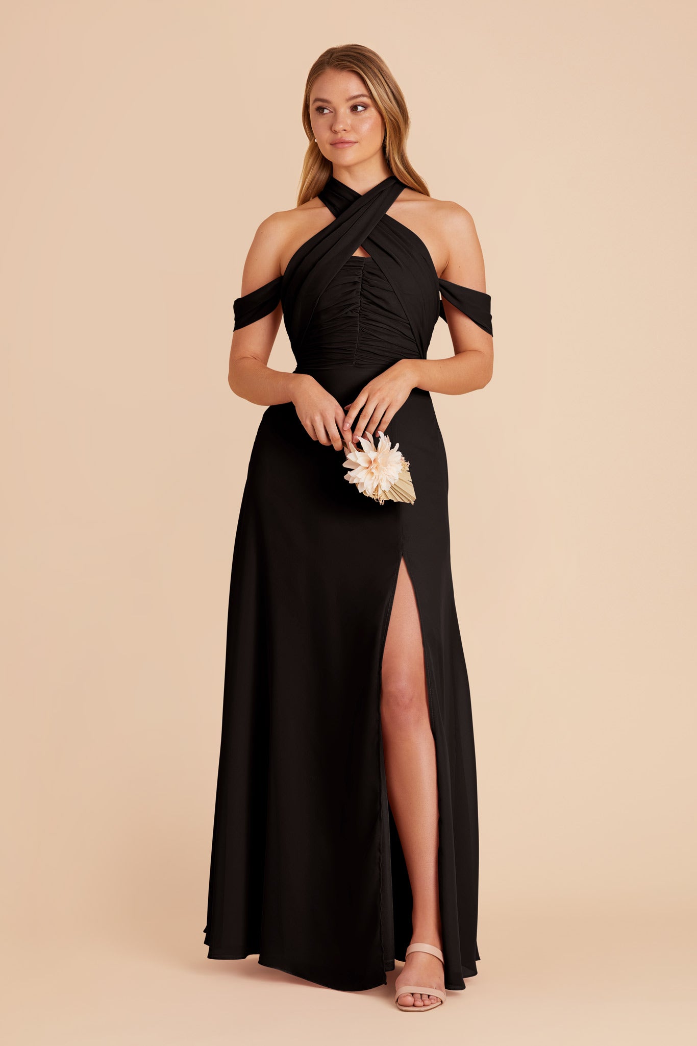 Black Cara Chiffon Dress by Birdy Grey