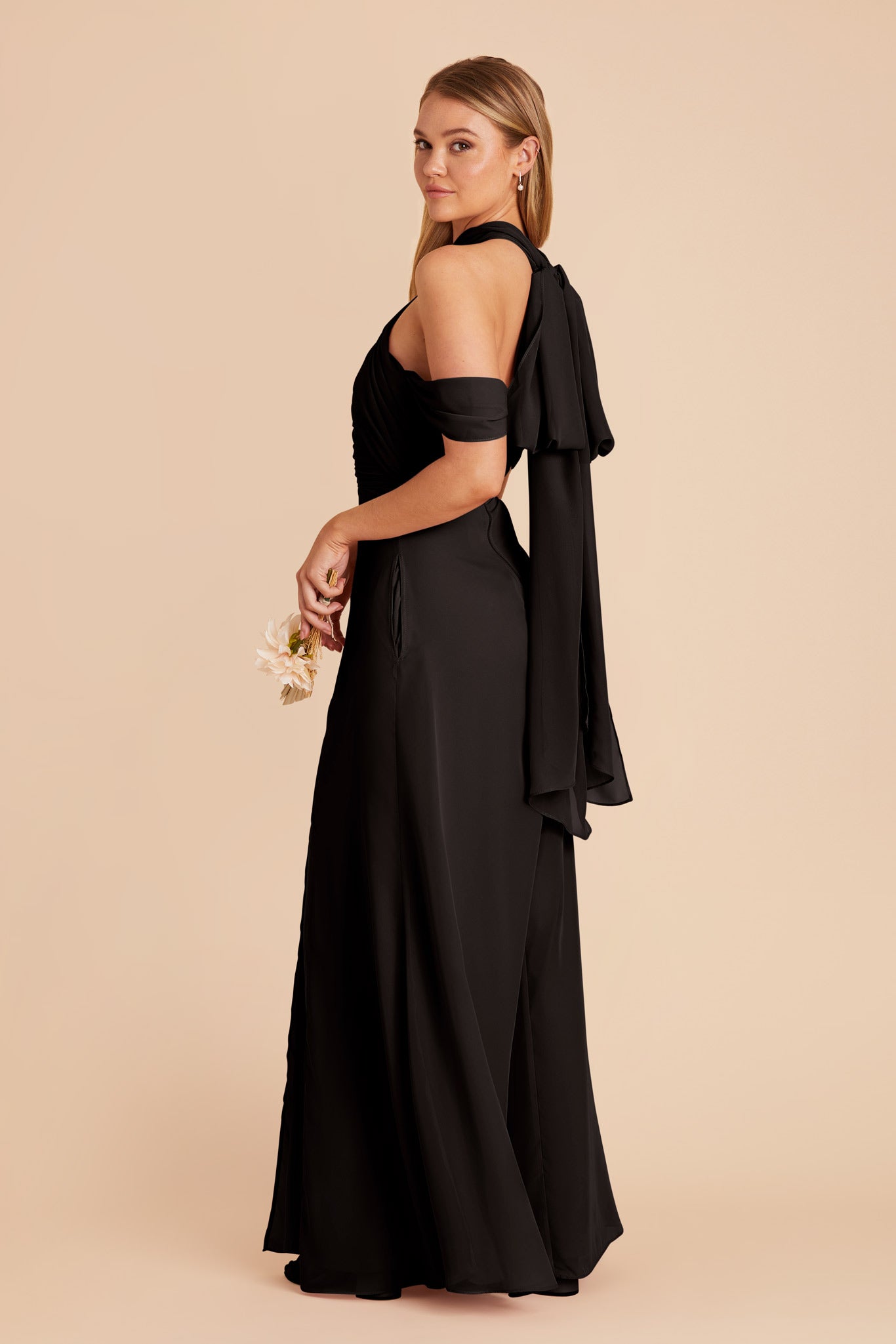 Black Cara Chiffon Dress by Birdy Grey