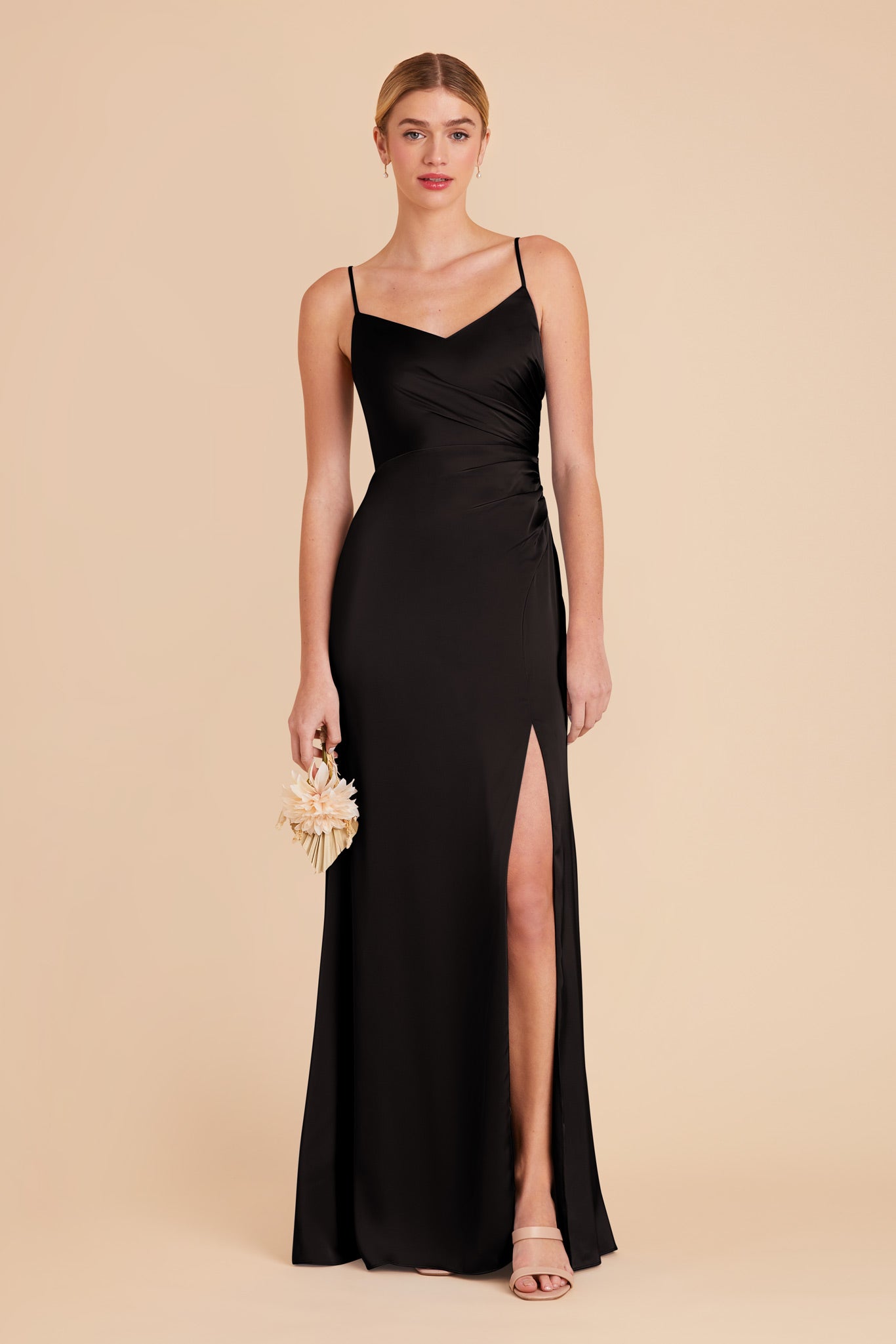 Black Catherine Matte Satin Dress by Birdy Grey