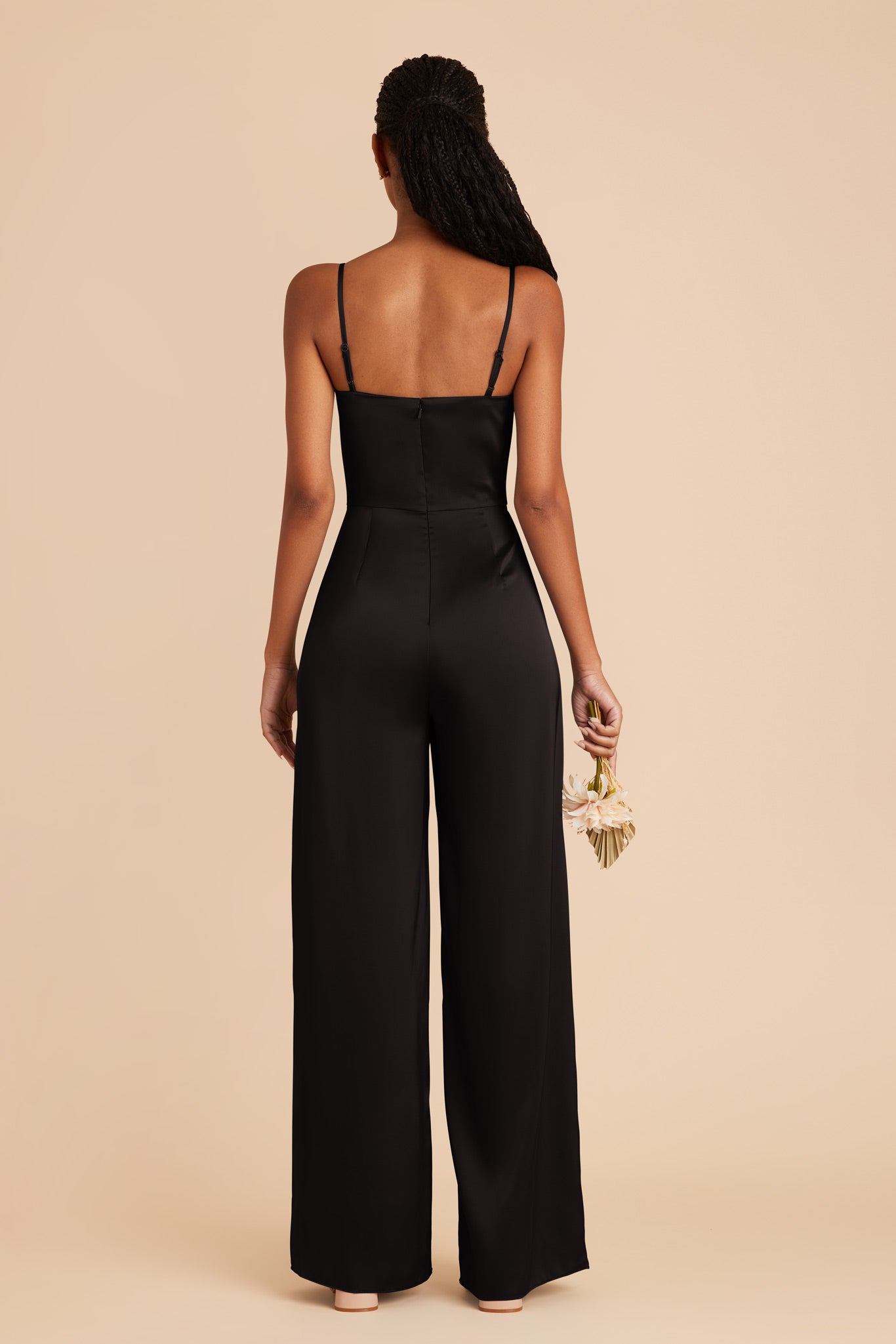 Black Donna Matte Satin Bridesmaid Jumpsuit by Birdy Grey