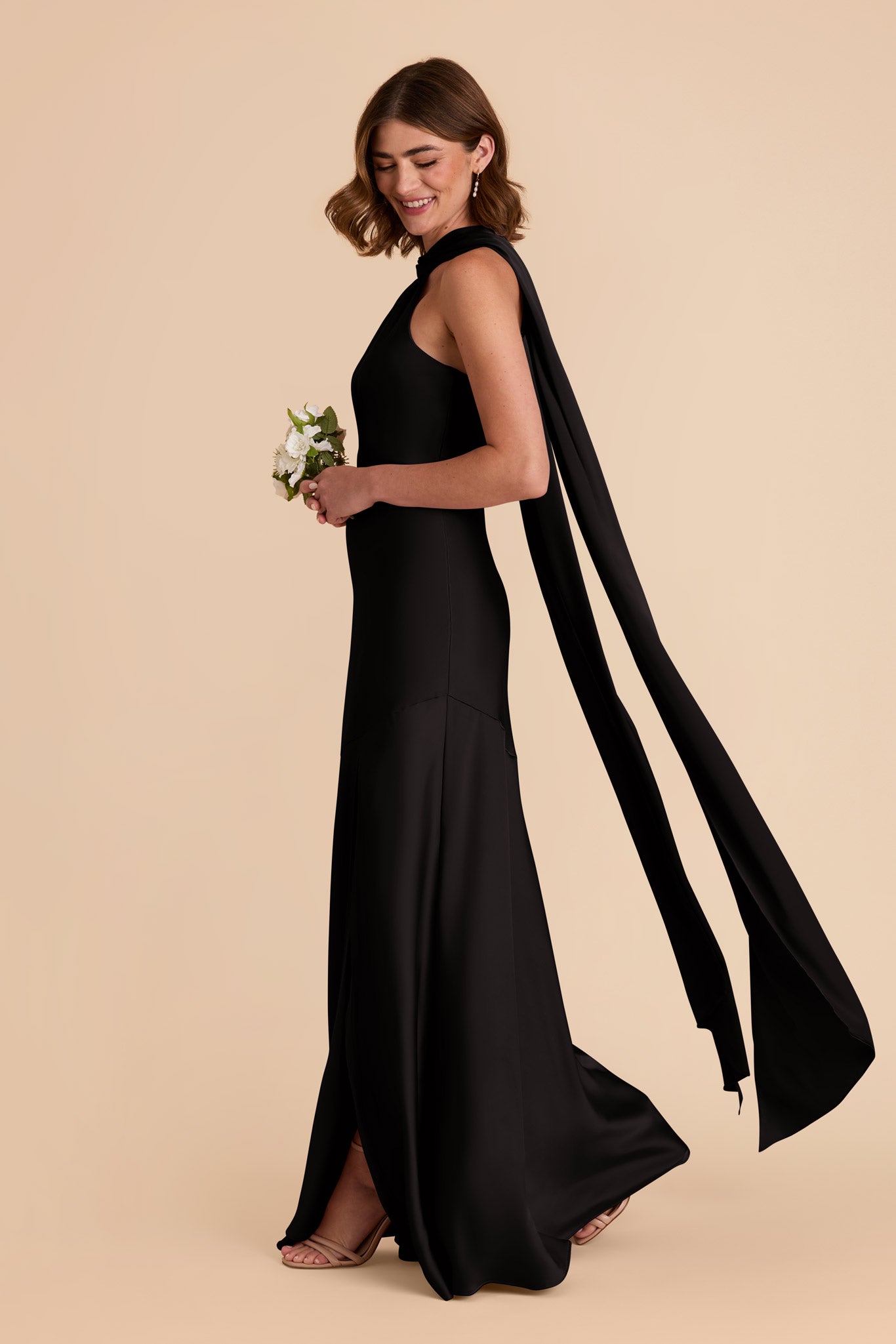 Black Eileen Matte Satin Dress by Birdy Grey