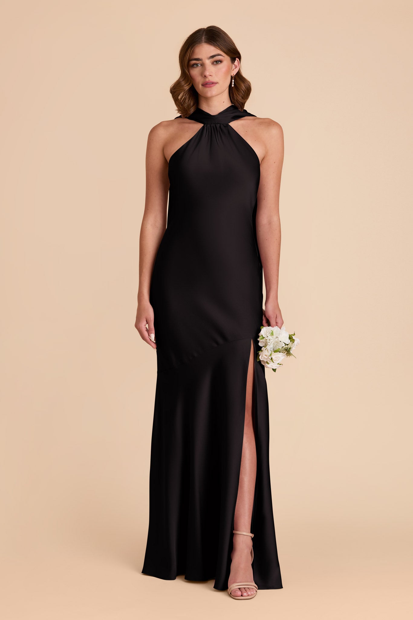 Black Eileen Matte Satin Dress by Birdy Grey