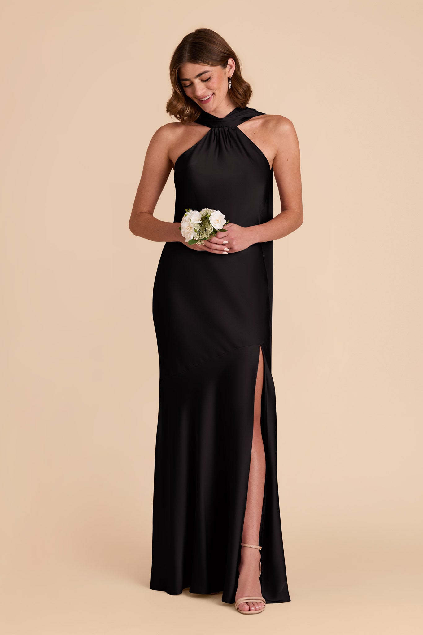 Black Eileen Matte Satin Dress by Birdy Grey