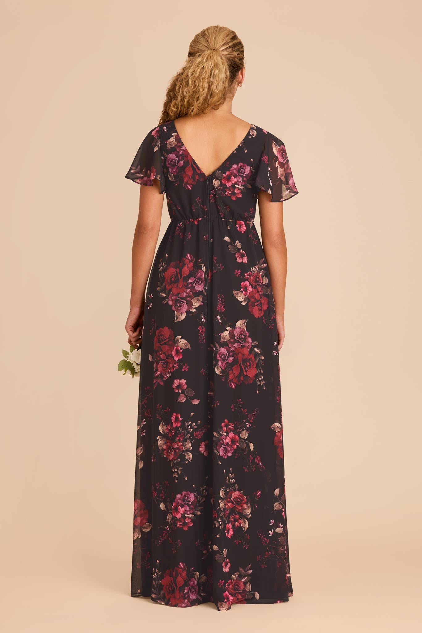 Black Fleurs D'Amour Hannah Chiffon Dress by Birdy Grey