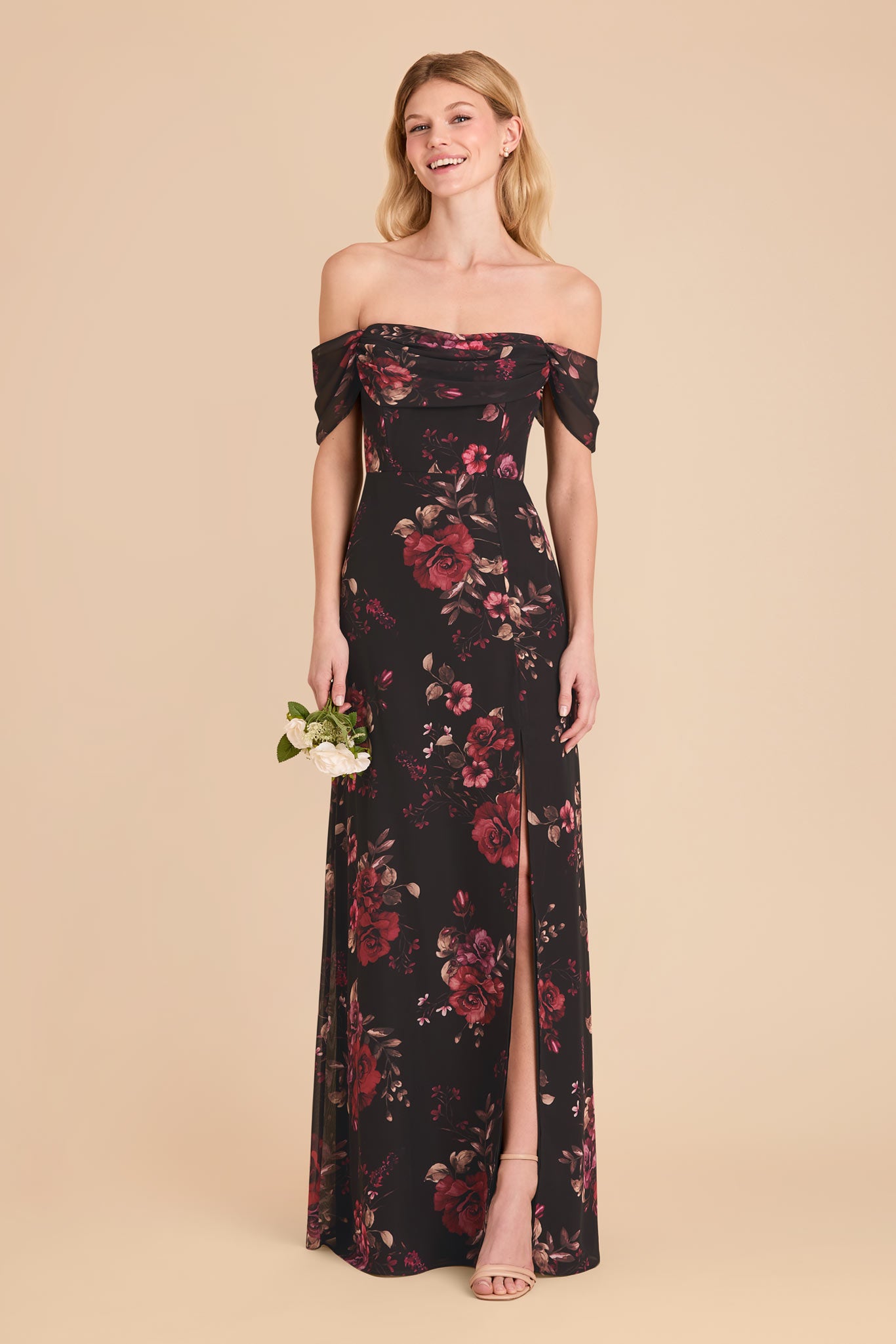 Black Fleurs D'Amour Mira Chiffon Dress by Birdy Grey