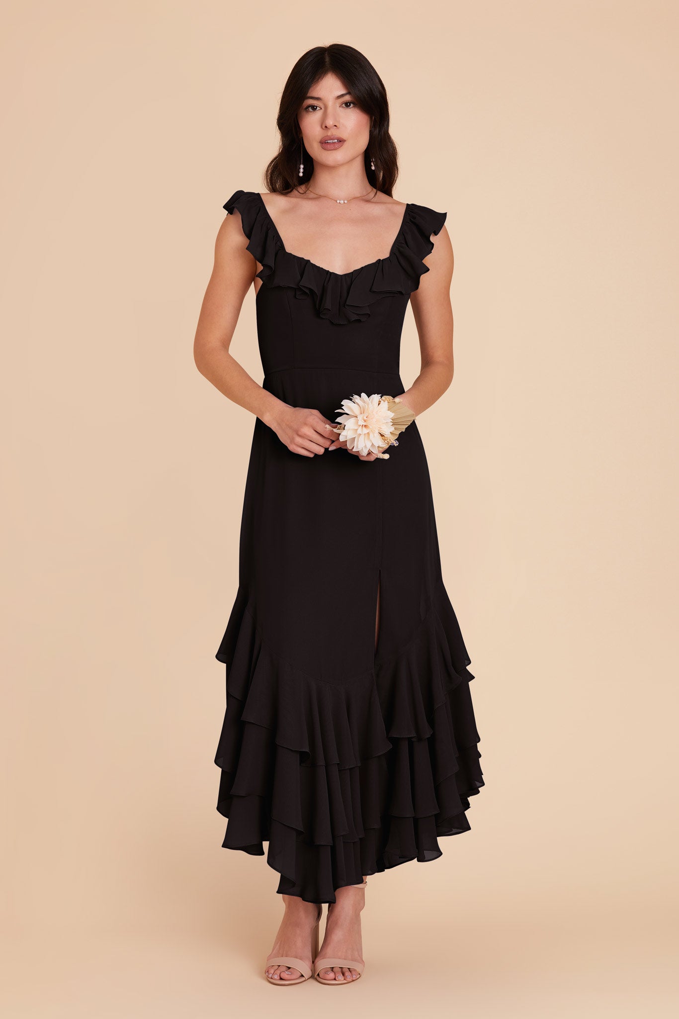 Black Ginny Chiffon Dress by Birdy Grey